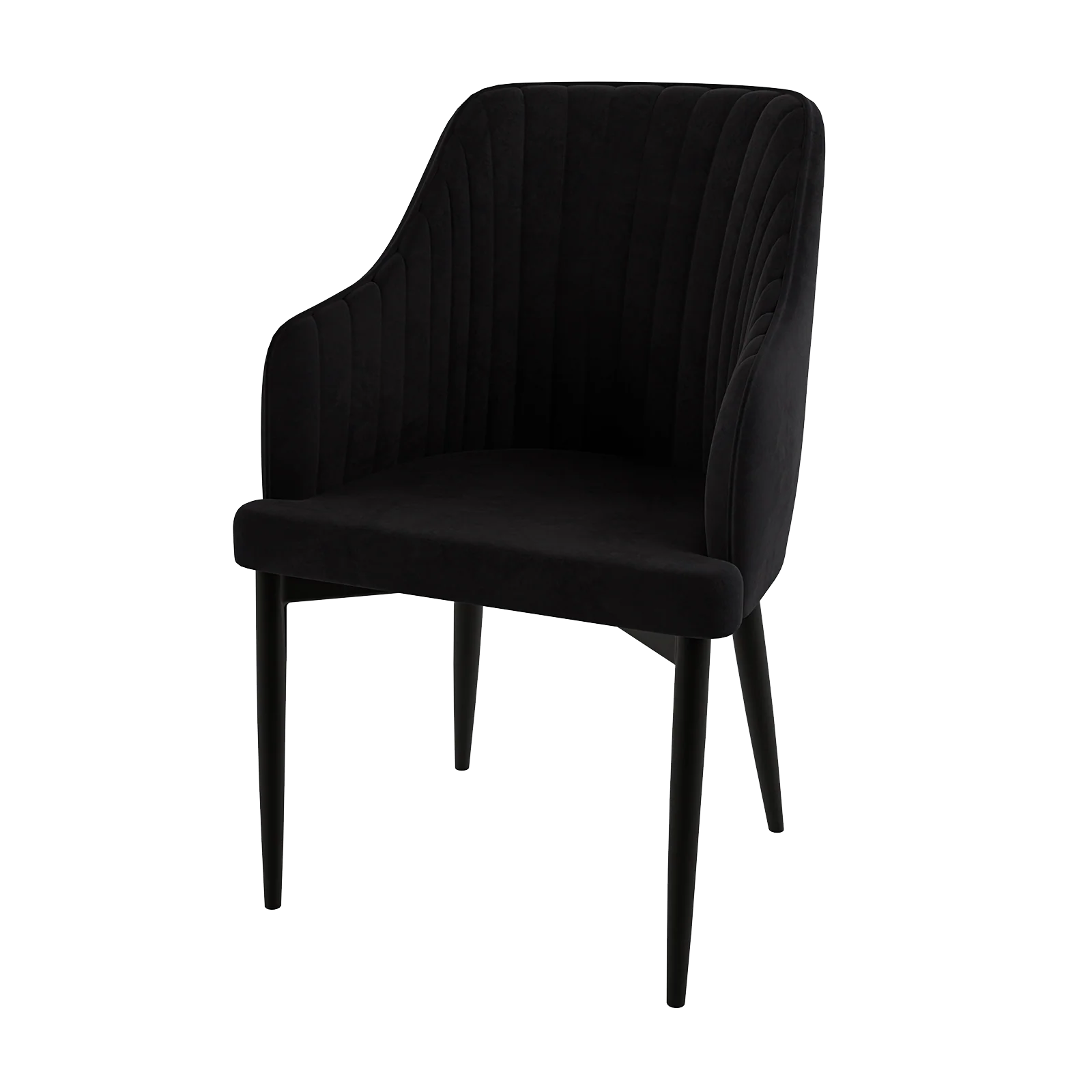 Elly Curved Velvet Dining Chairs Set of 2 in Black - Image 6