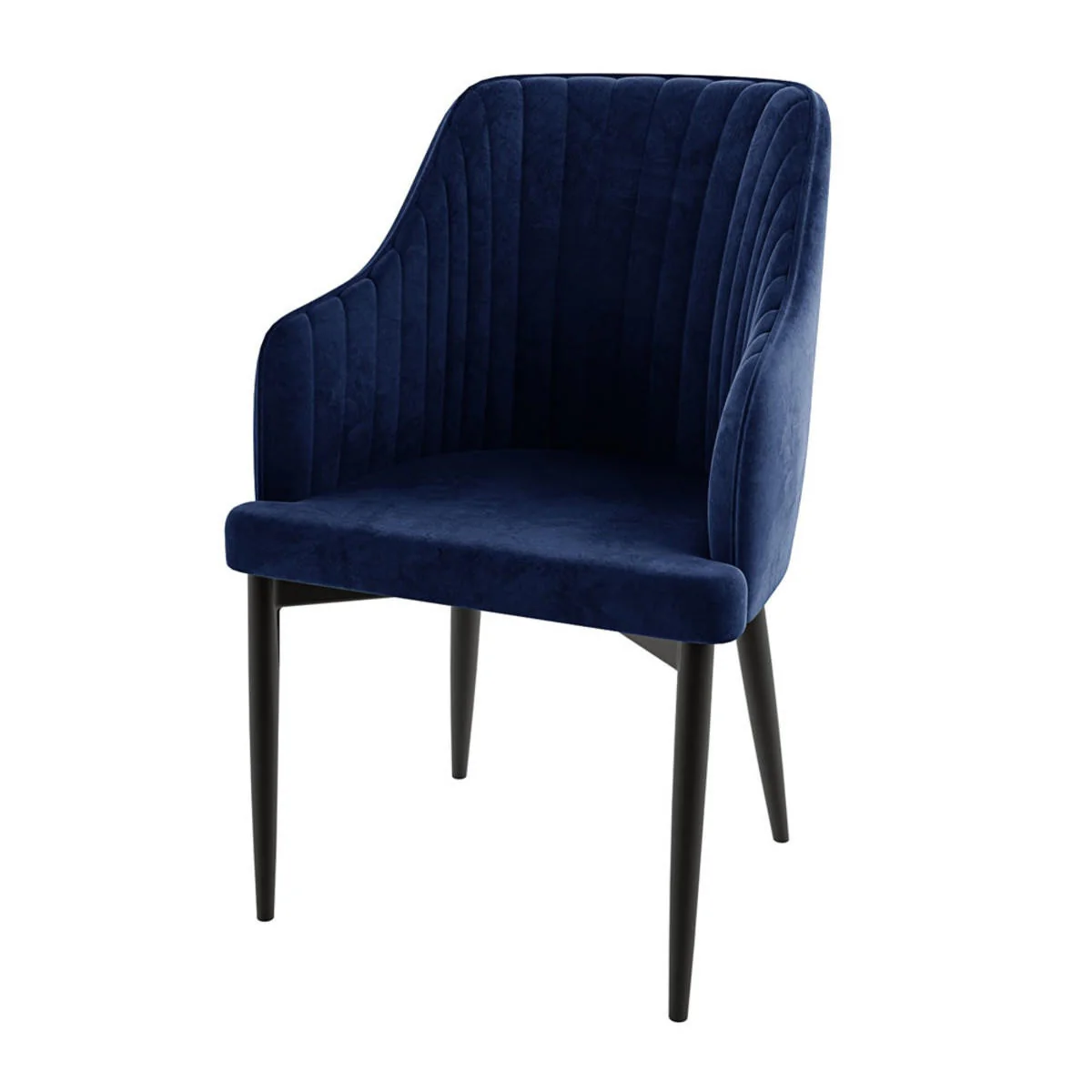 Elly Curved Velvet Dining Chairs Set of 2 in Dark Navy - Image 5
