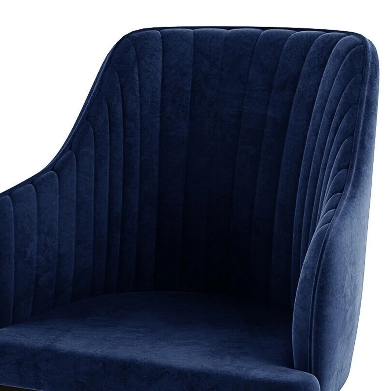 Elly Curved Velvet Dining Chairs Set of 2 in Dark Navy - Image 7