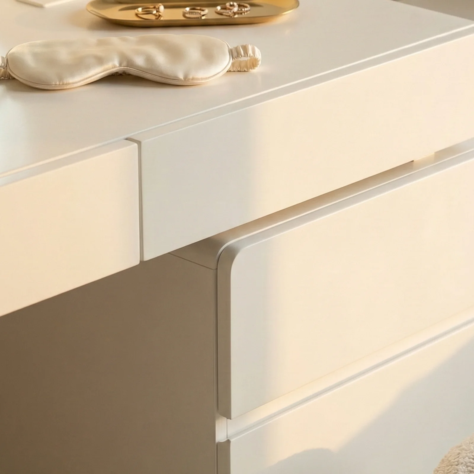 Eloura Extendable Vanity Storage Table w/ LED Mirror in White - Image 6