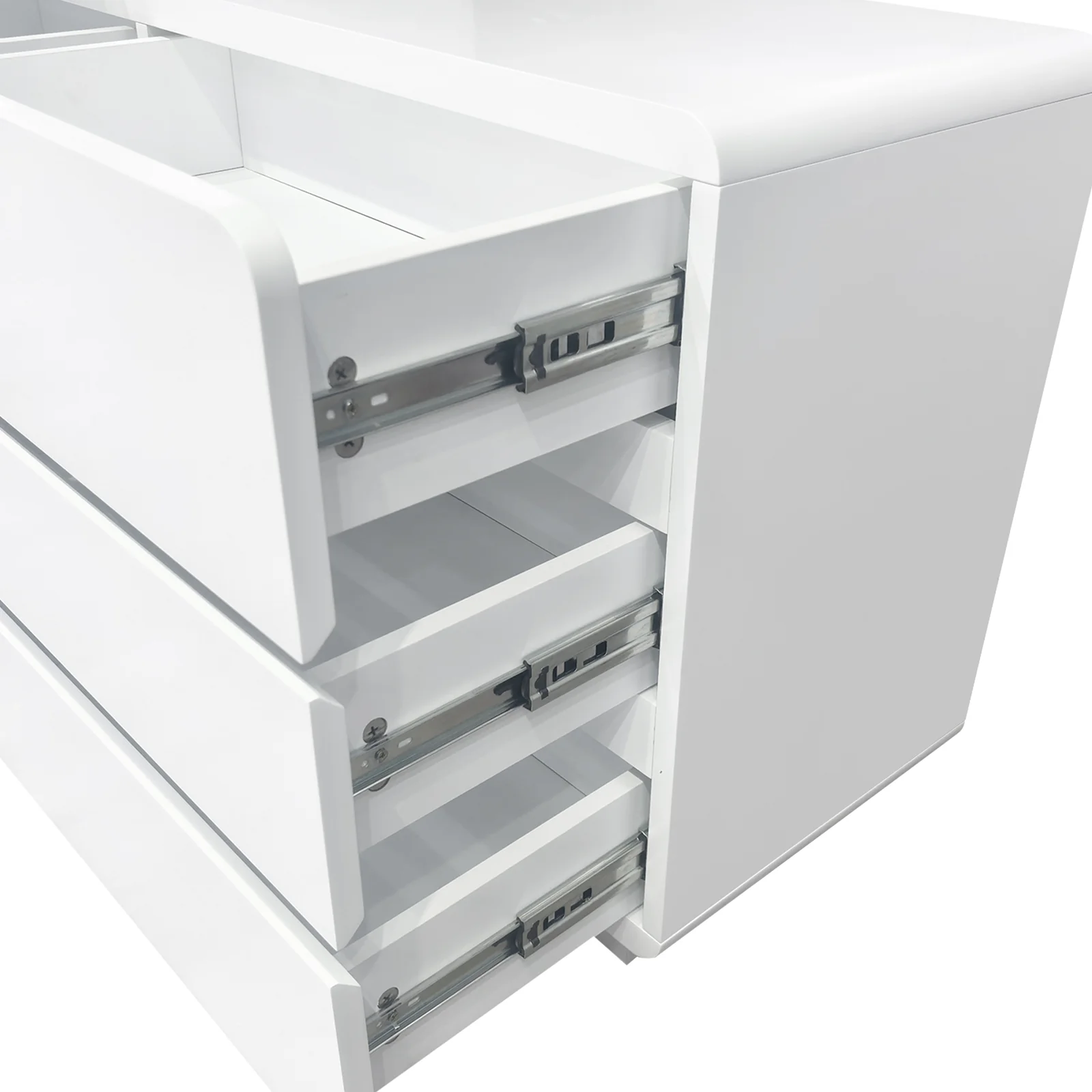 Eloura Extendable Vanity Storage Table w/ LED Mirror in White - Image 9