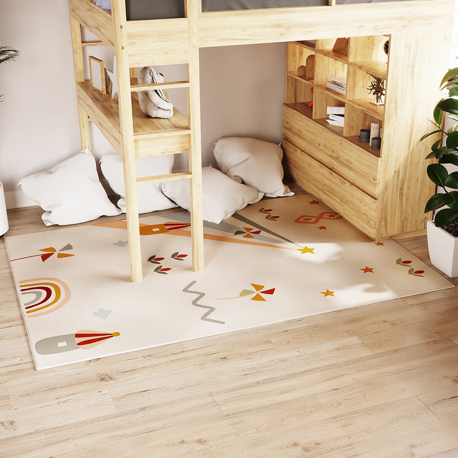 Elysia 120x180cm Large Kids Colourful Printed Indoor Rug - Image 2