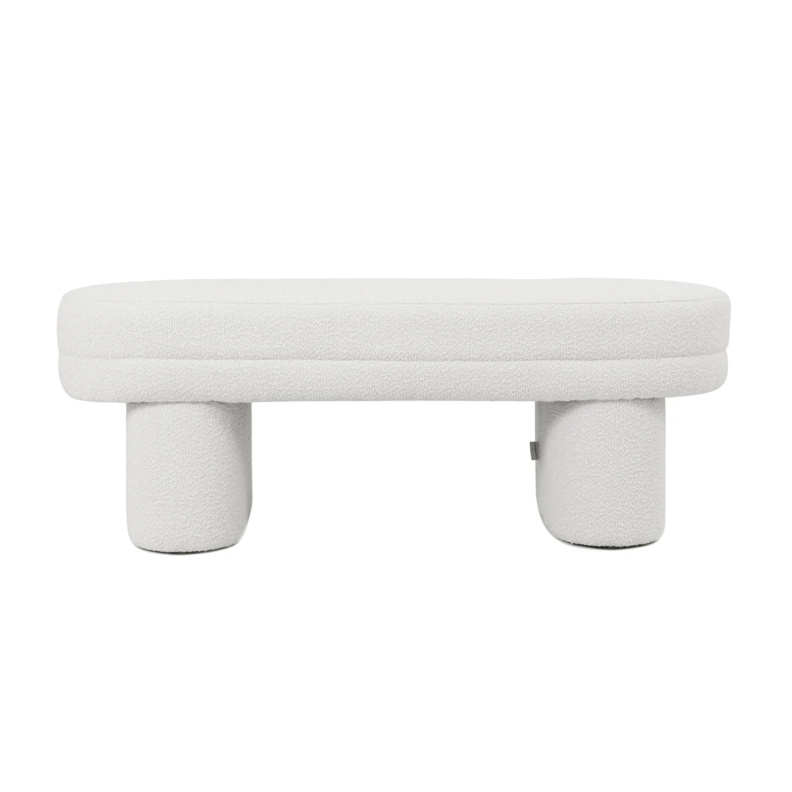 Elzan Boucle Fabric Bench with Pillar Legs in Eggshell White - Image 5
