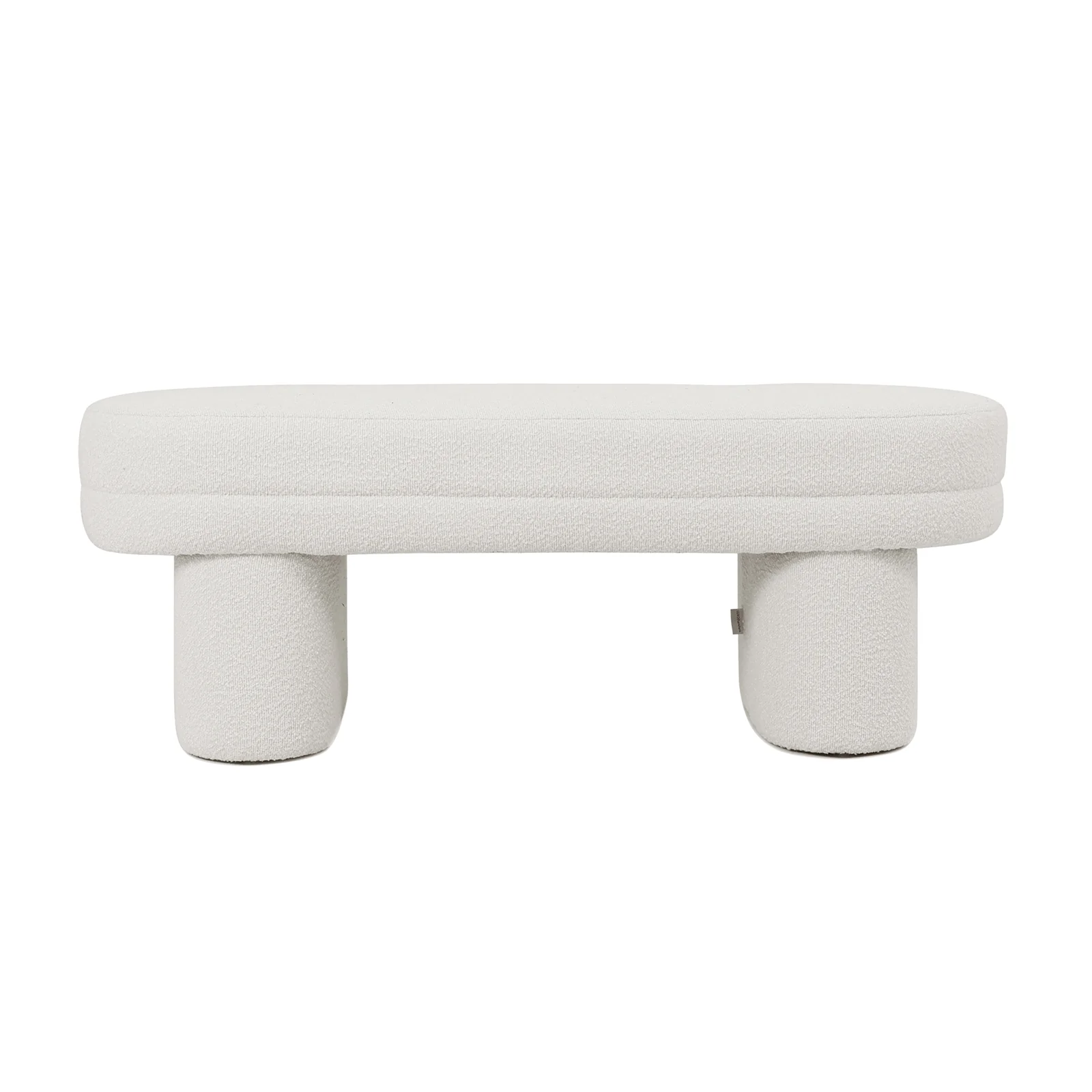 Elzan Boucle Fabric Bench with Pillar Legs in Light Beige - Image 5
