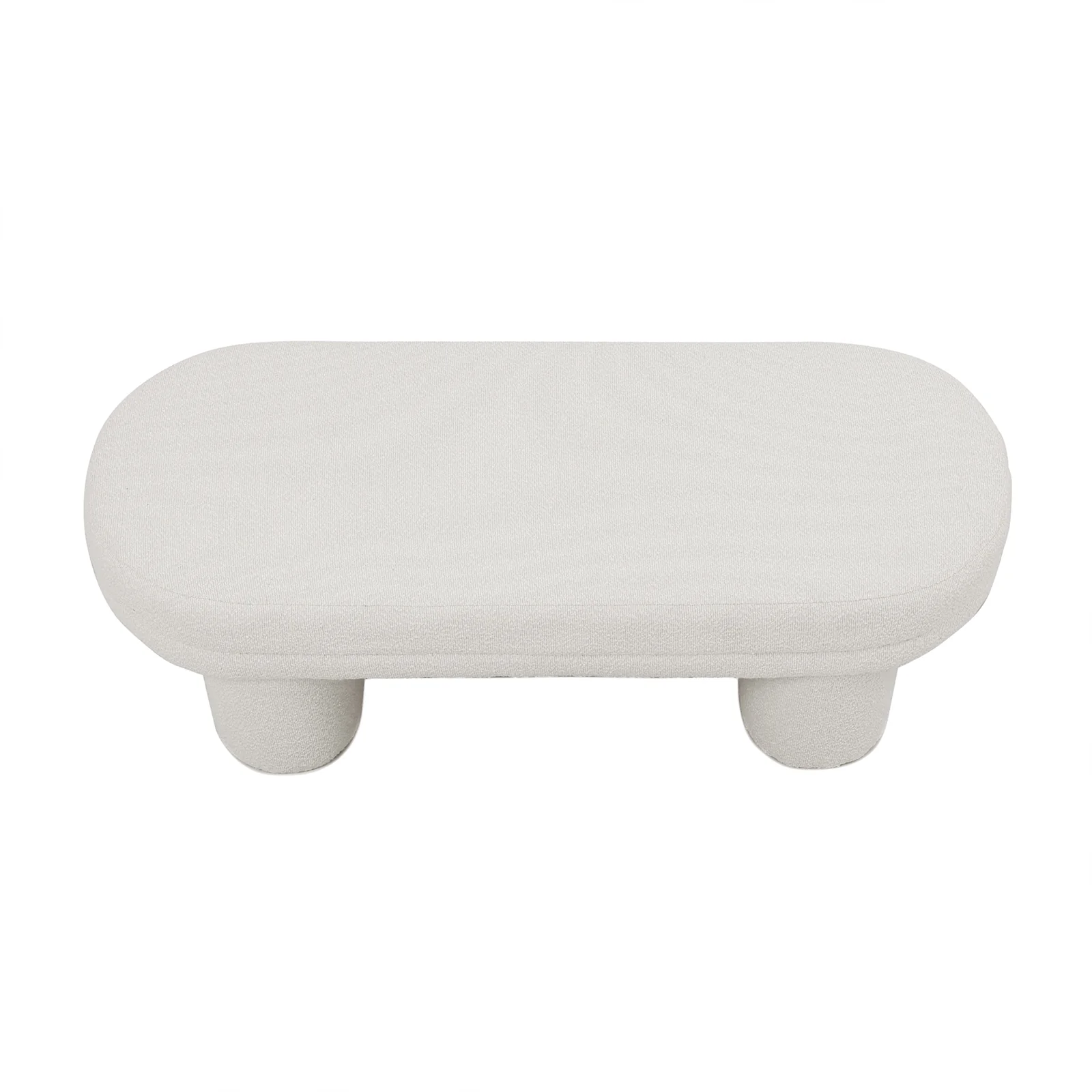 Elzan Boucle Fabric Bench with Pillar Legs in Light Beige - Image 6