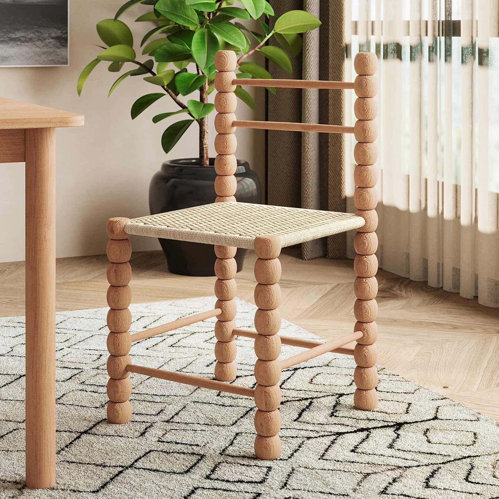 Em Hardwood Bobbin Dining Chair Set of 2 in Natural - Image 5