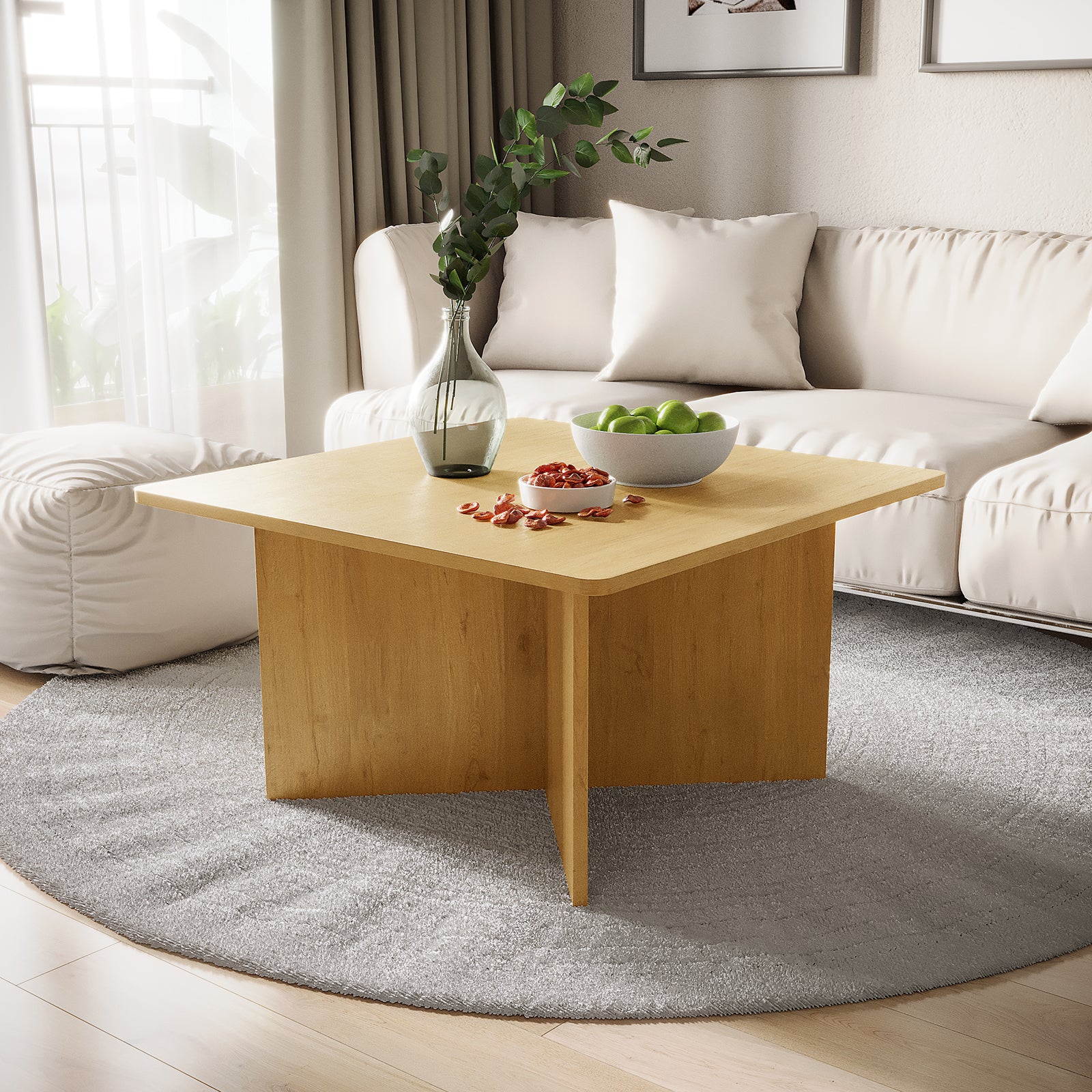 Emelia 80cm Square Coffee Table in Oak - Image 2