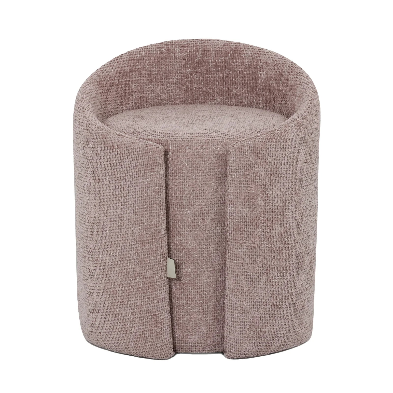 Emiken Chenille Fabric Ottoman Stool in Light Pink