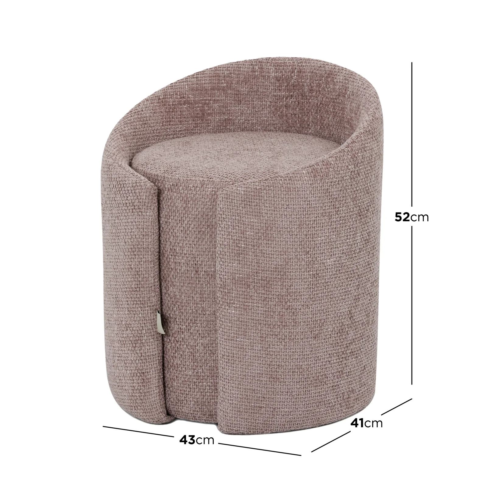 Emiken Chenille Fabric Ottoman Stool in Light Pink - Image 3