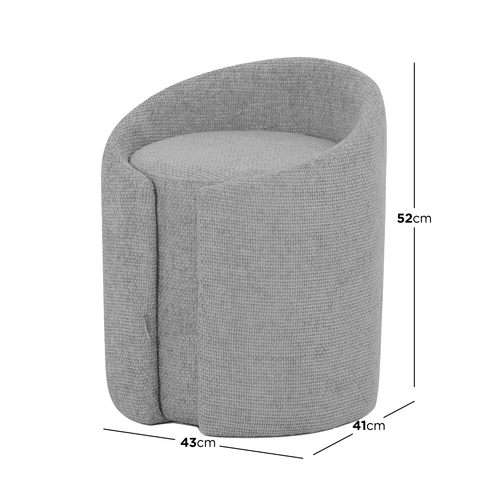 Emiken Chenille Fabric Ottoman Stool in Warm Grey - Image 3