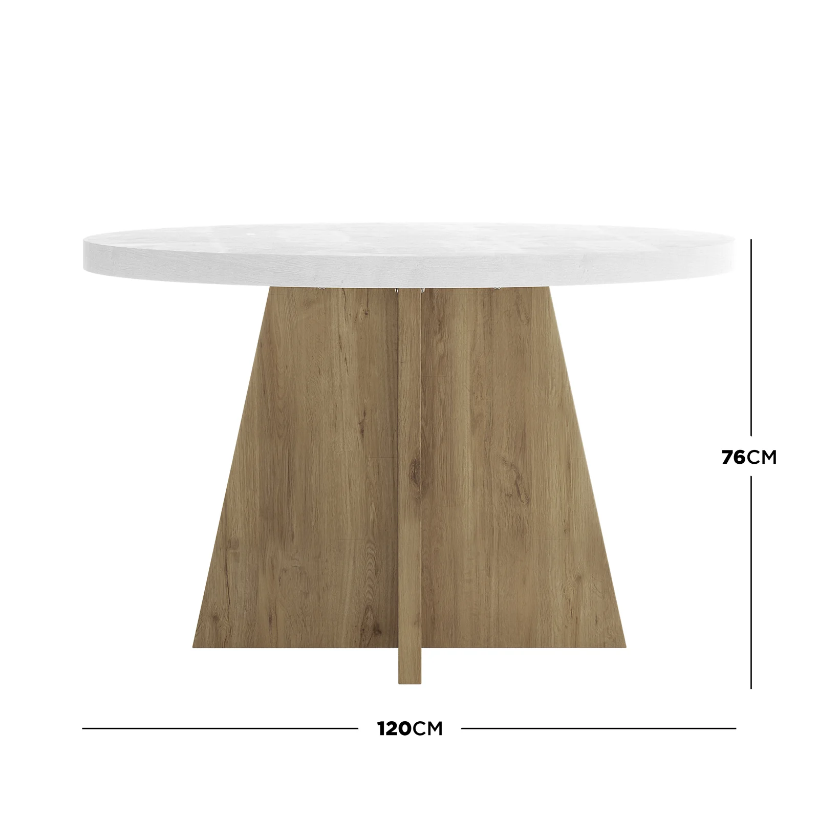 Enid 120cm 4 Seater Round Dining Table in White - Image 3