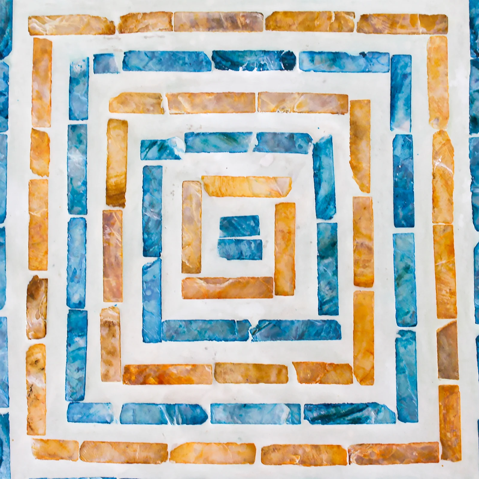 Enki 35cm Mother of Pearl Inlay Side Table in Orange & Blue - Image 5