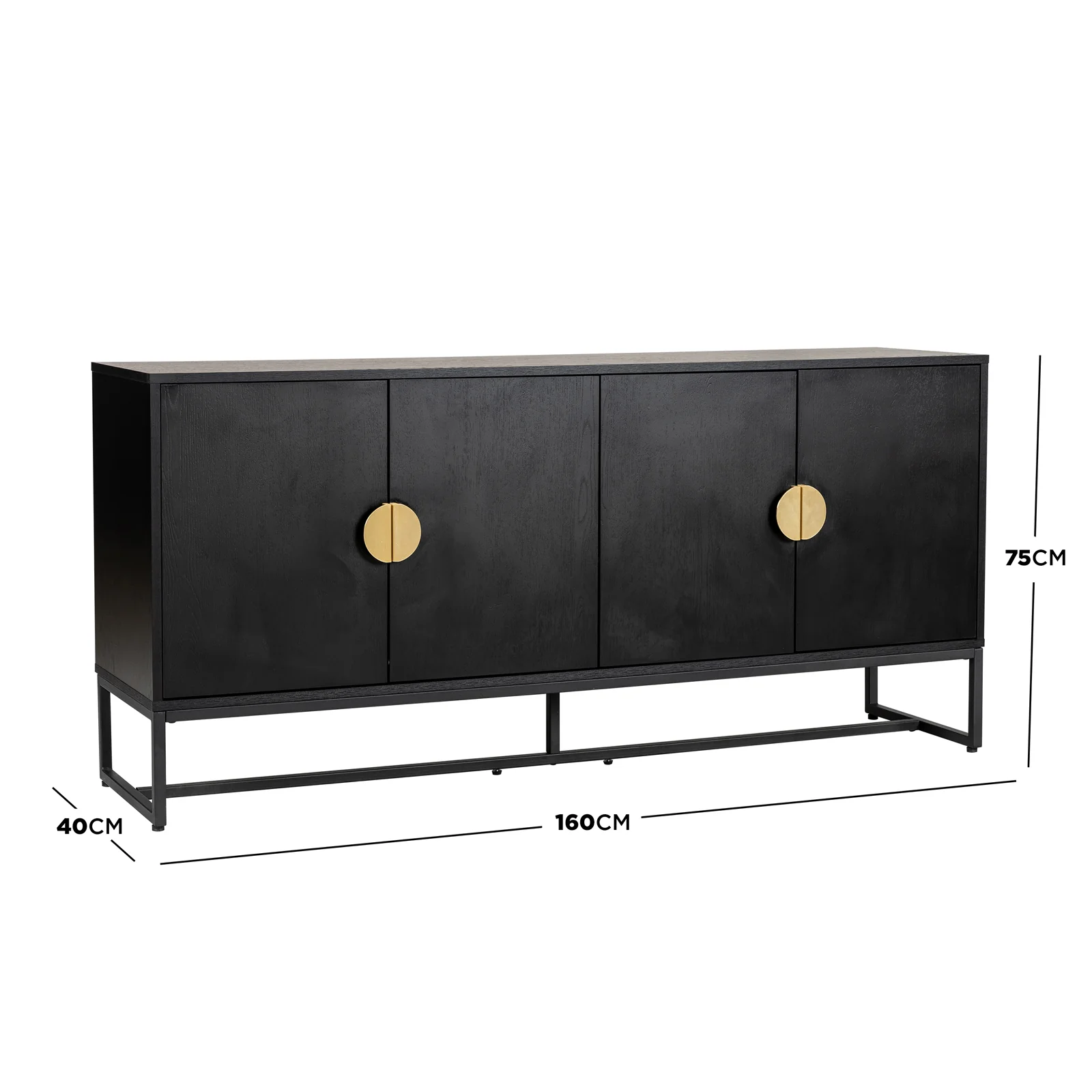 Erick 160cm 4-Door Storage Buffet Sideboard in Black - Image 3