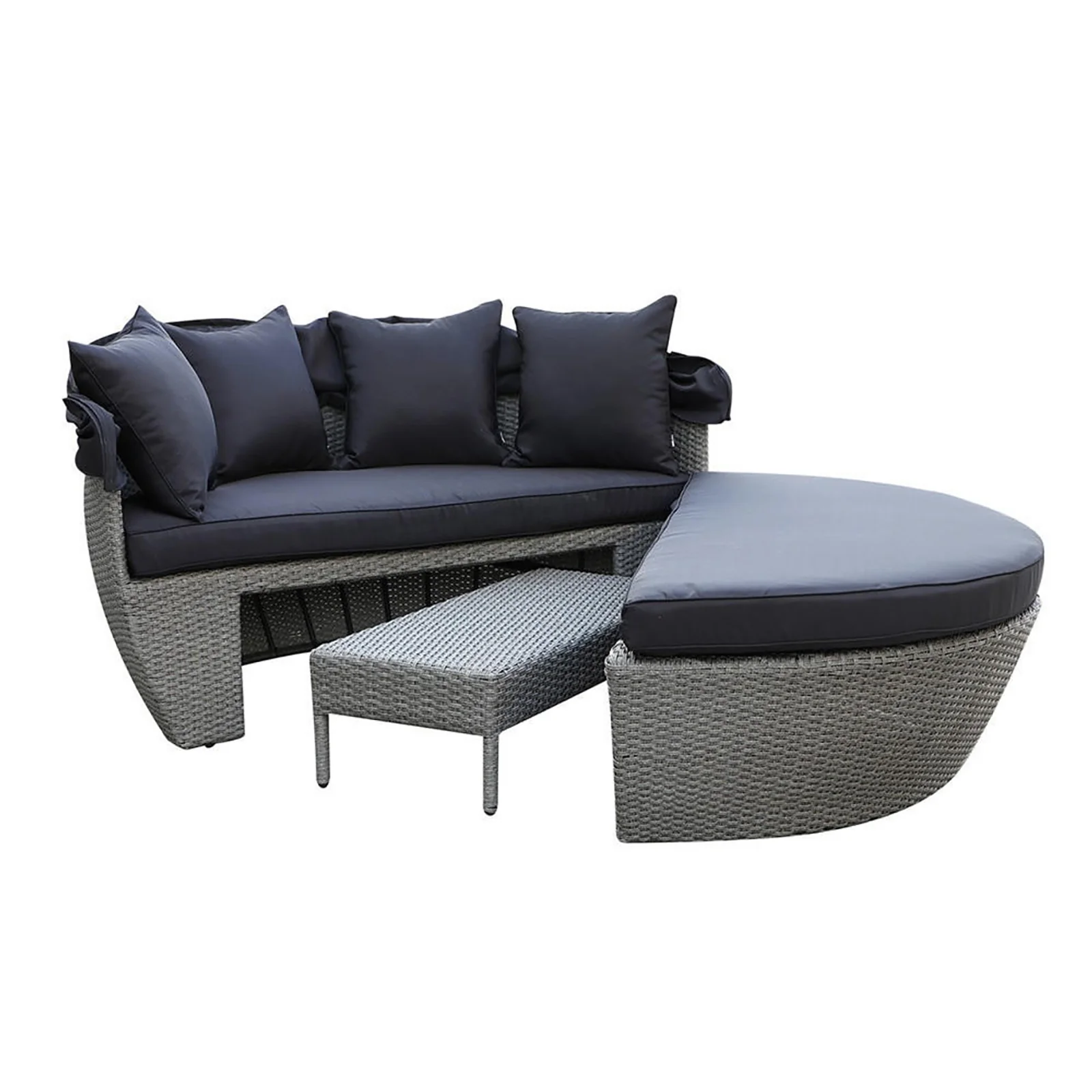 Erith Round Wicker Outdoor Canopy Daybed in Brown & Black - Image 8