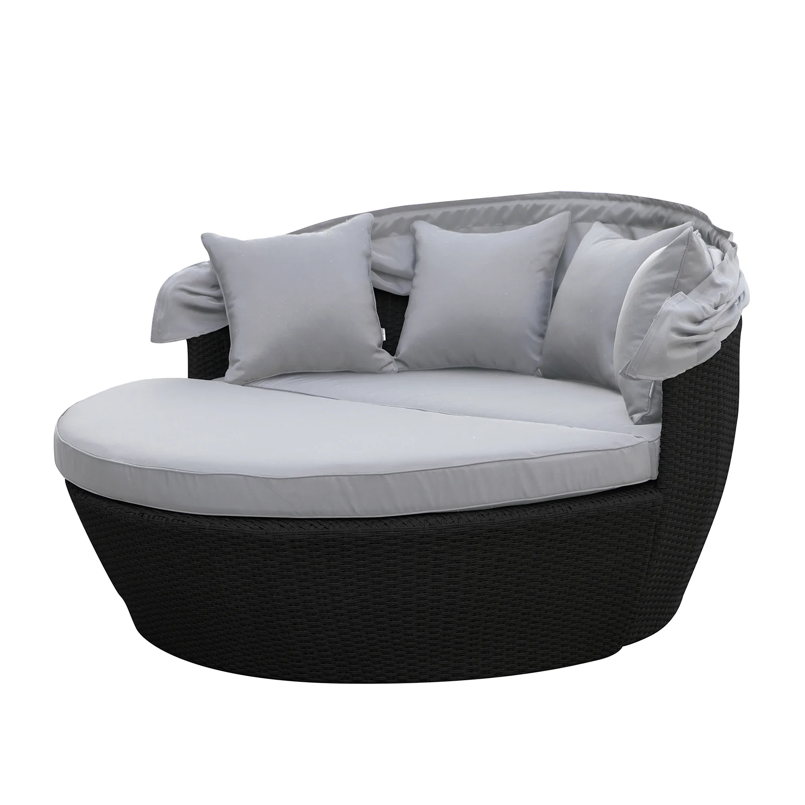 Erith Round Wicker Outdoor Daybed in Light Grey & Black - Image 8