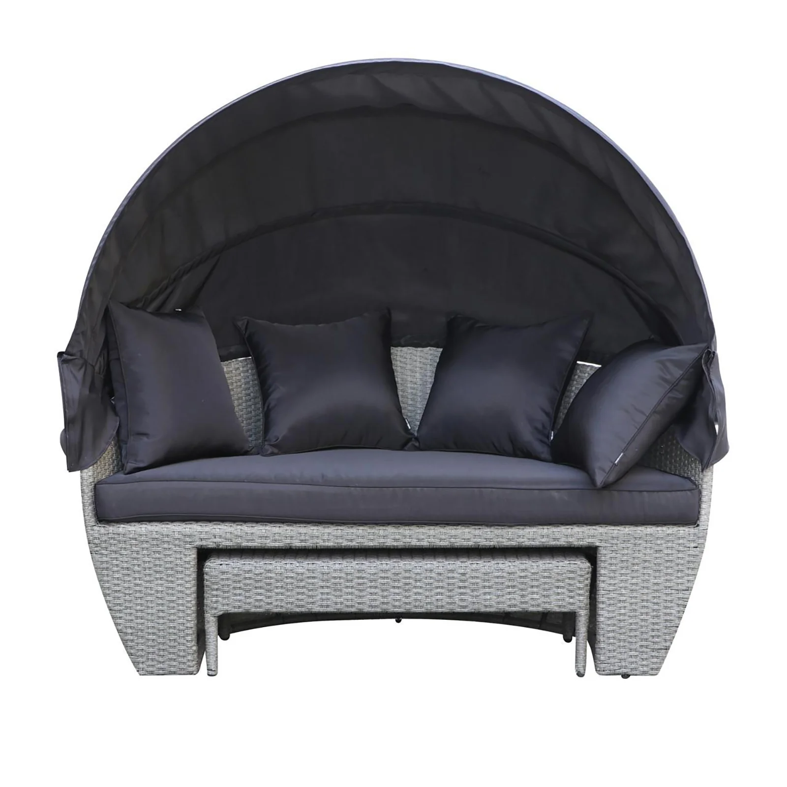 Erith Wicker Outdoor Canopy Daybed in Charcoal & Grey - Image 6