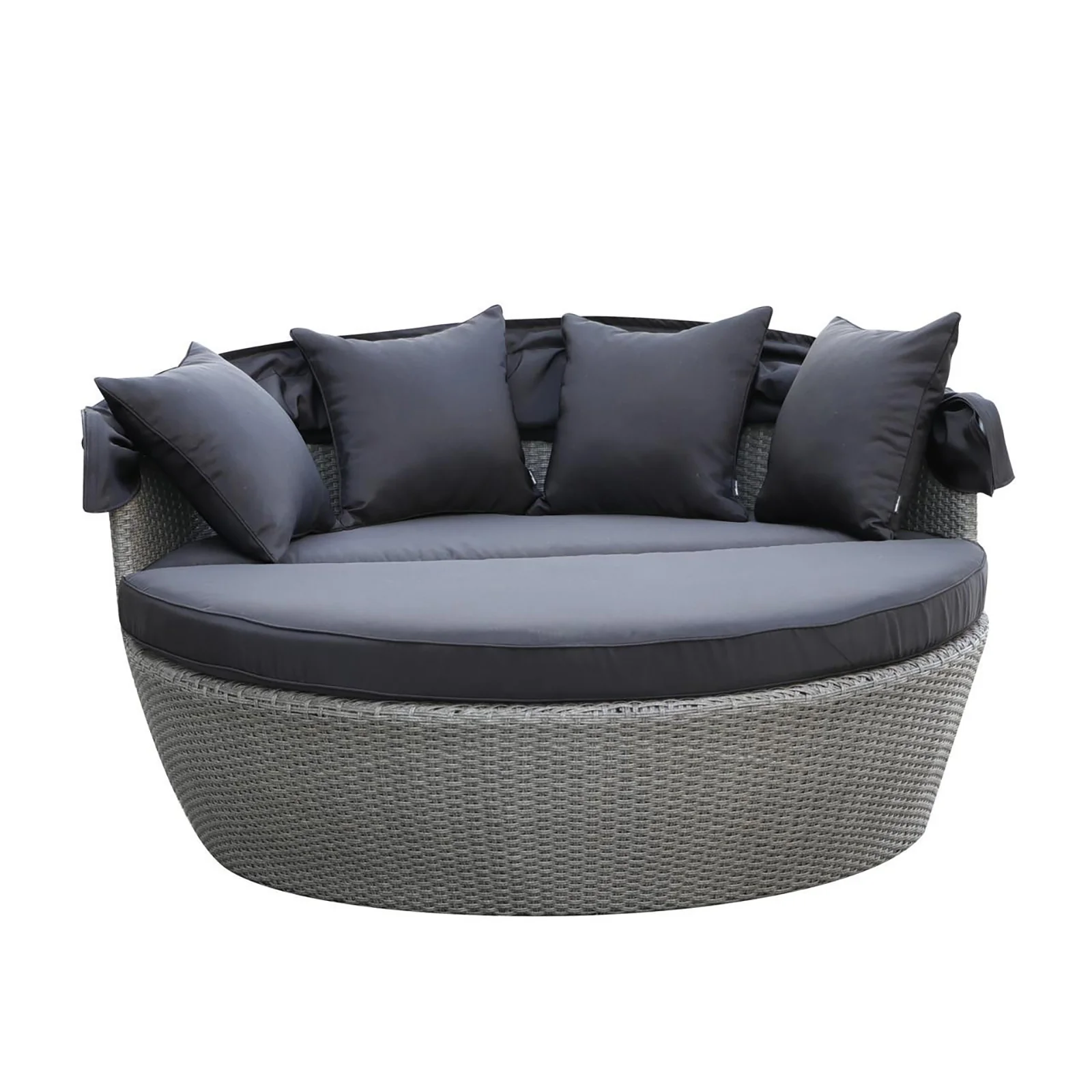 Erith Wicker Outdoor Canopy Daybed in Charcoal & Grey - Image 8