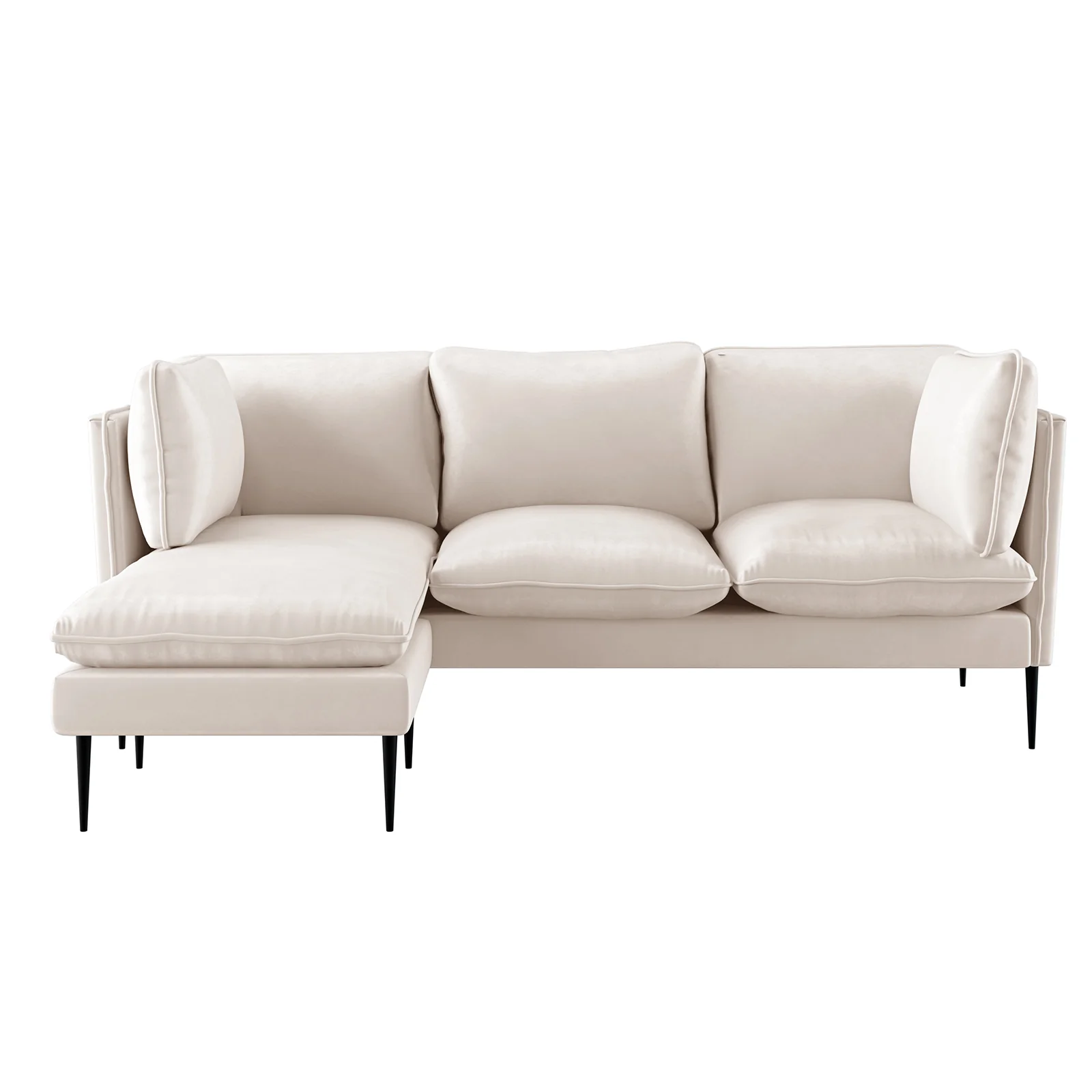 Erling 3 Seater Velvet Sofa Chaise in Cream - Image 5
