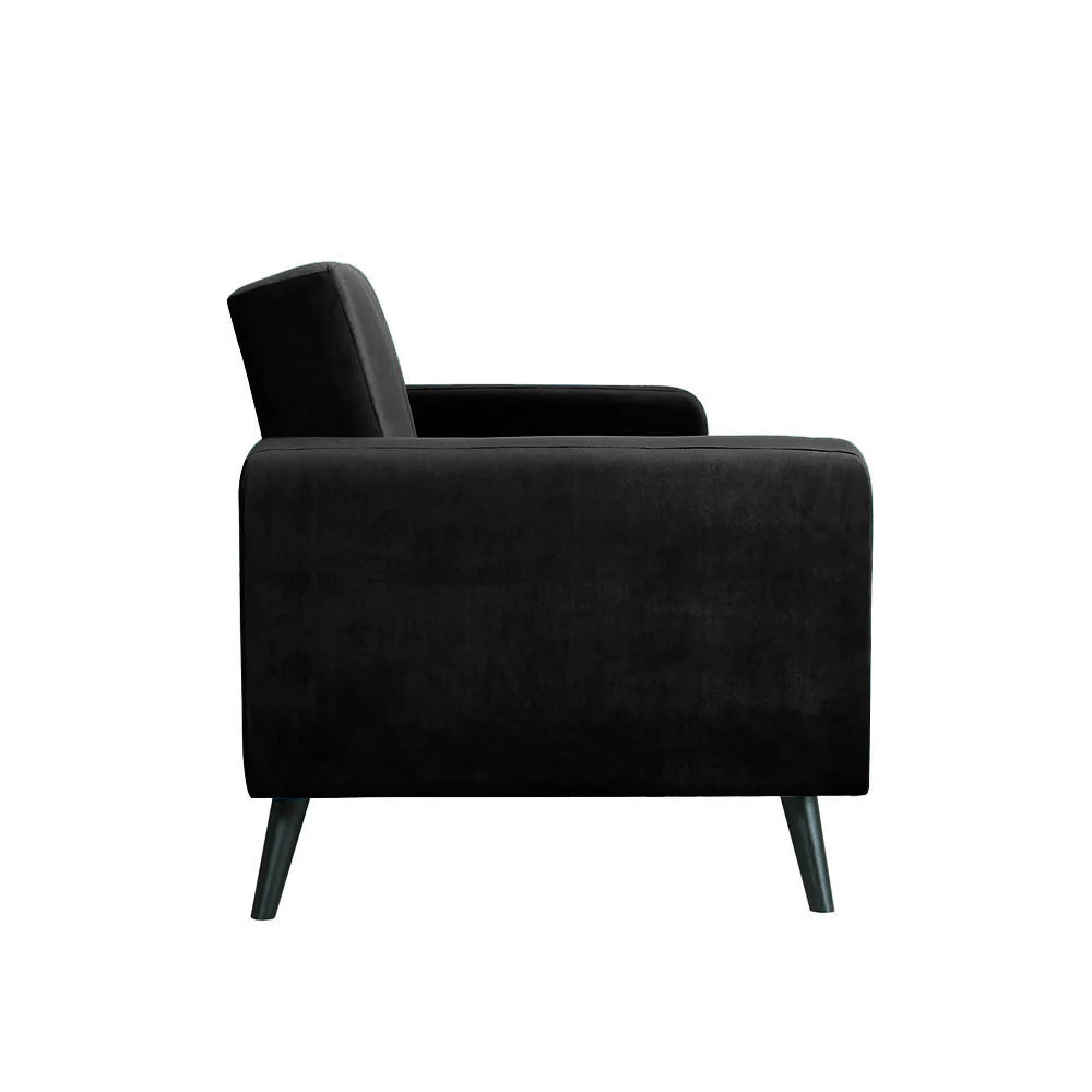 Esben 2-Seater Velvet Sofa Bed in Black - Image 6