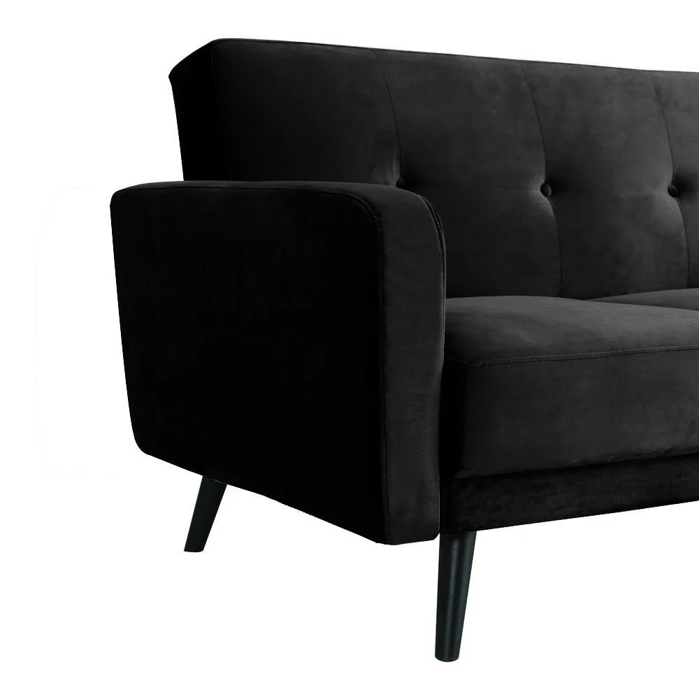 Esben 2-Seater Velvet Sofa Bed in Black - Image 7