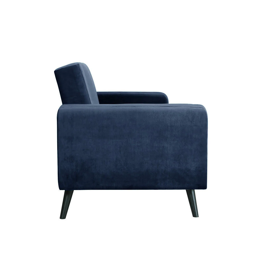 Esben 2-Seater Velvet Sofa Bed in Navy Blue - Image 8