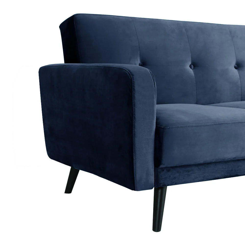 Esben 2-Seater Velvet Sofa Bed in Navy Blue - Image 9