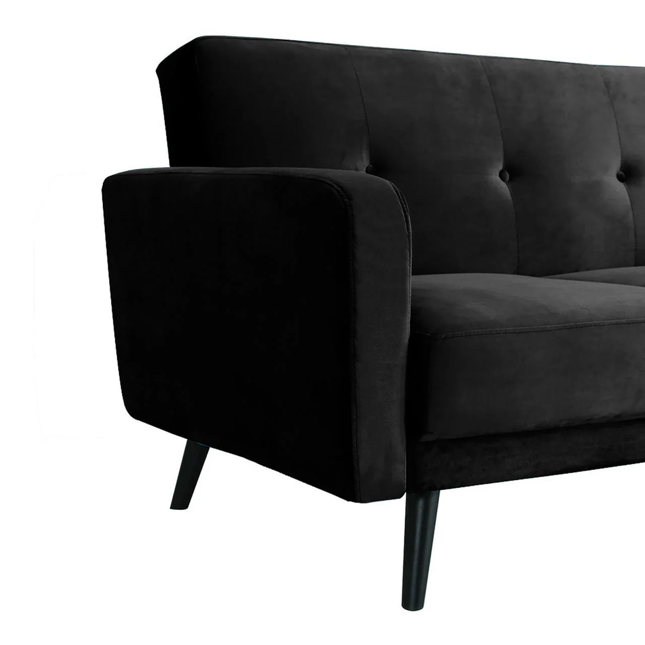 Esben 3-Seater Velvet Sofa Bed in Black - Image 10