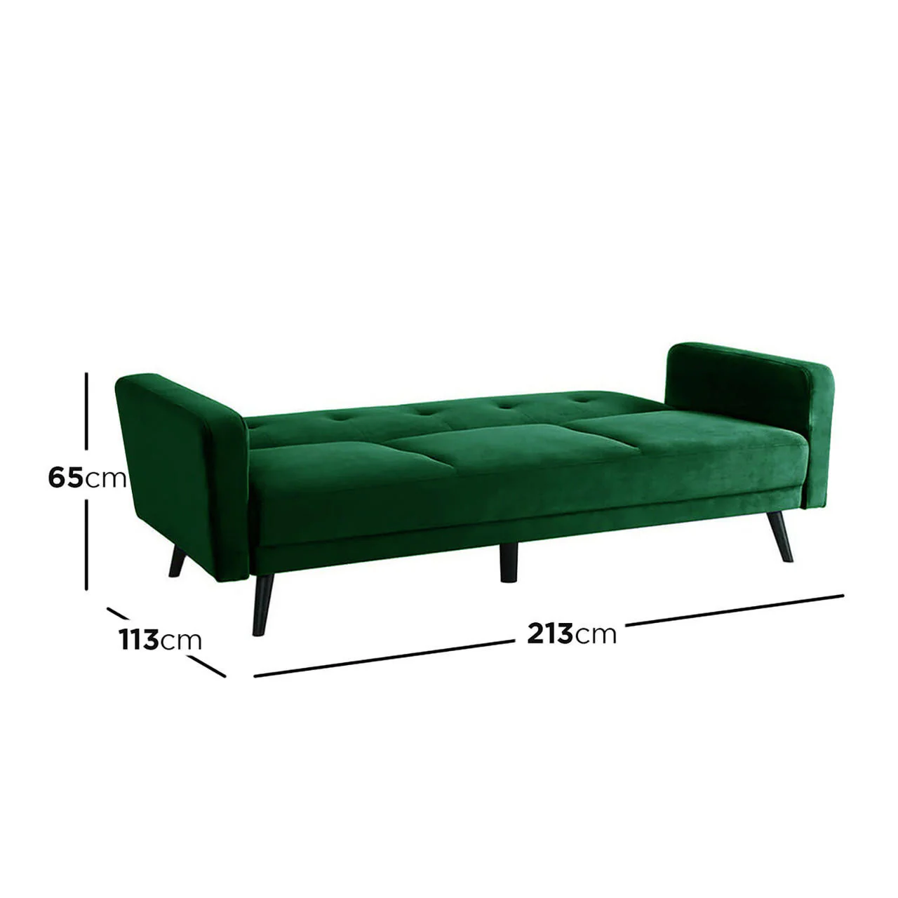 Esben 3-Seater Velvet Sofa Bed in Forest Green - Image 9
