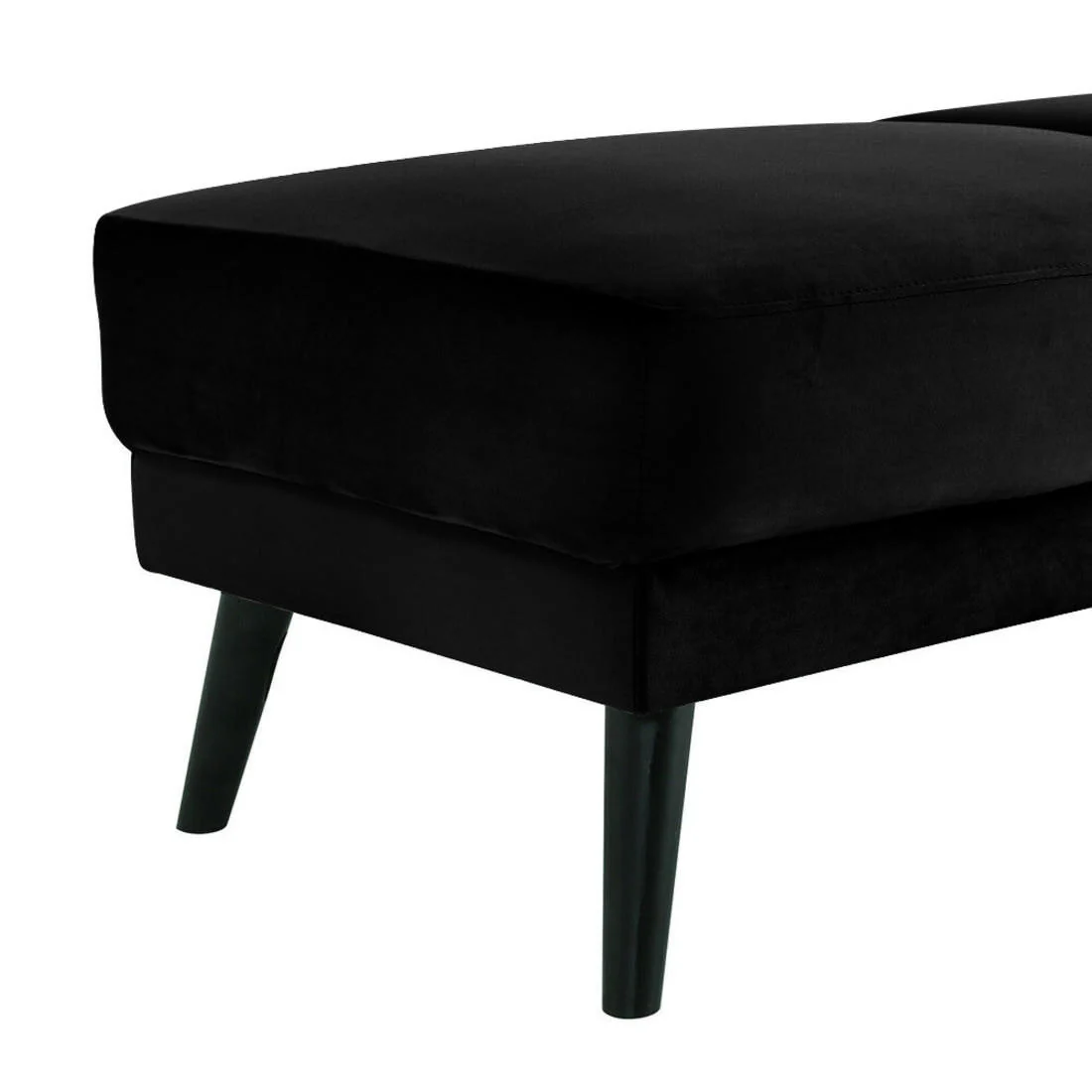 Esben Velvet Fabric Ottoman in Black - Image 4