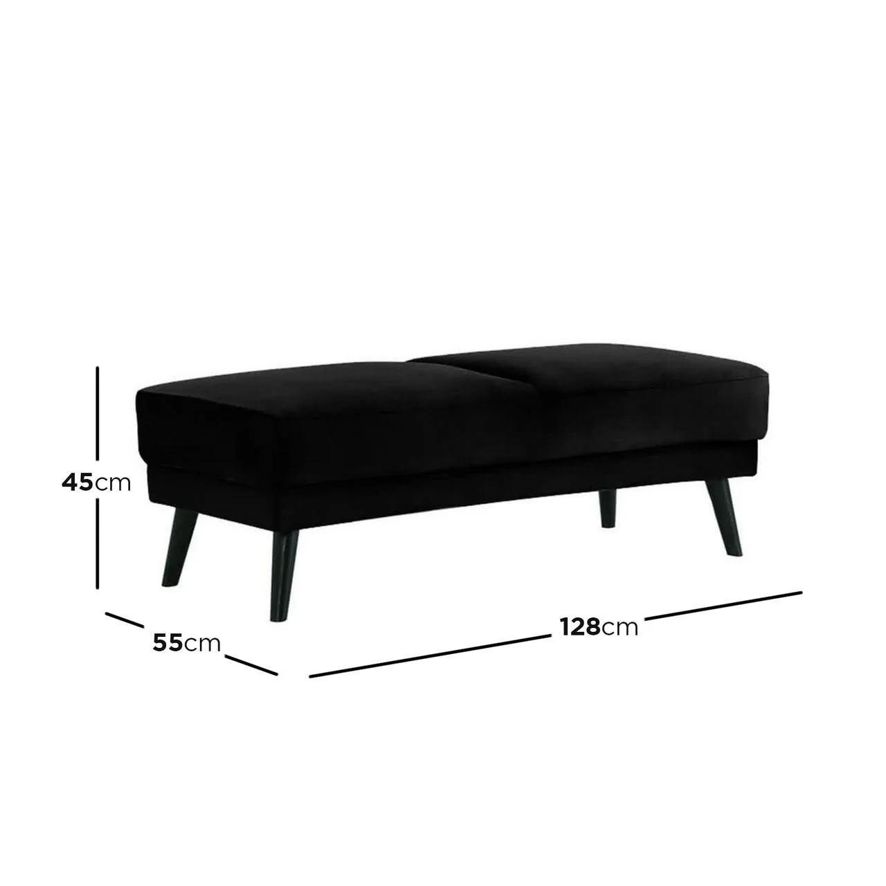 Esben Velvet Fabric Ottoman in Black - Image 5