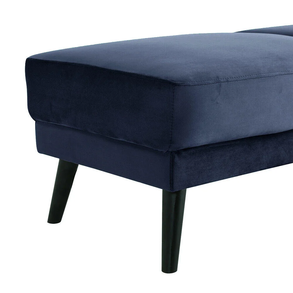 Esben Velvet Fabric Ottoman in Navy Blue - Image 5
