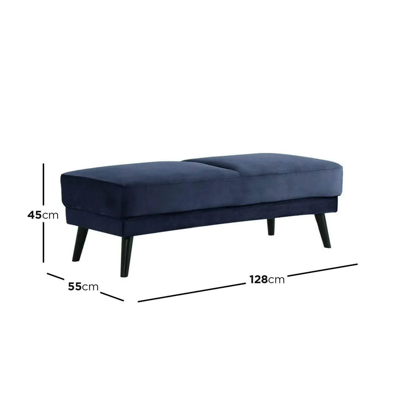 Esben Velvet Fabric Ottoman in Navy Blue - Image 6