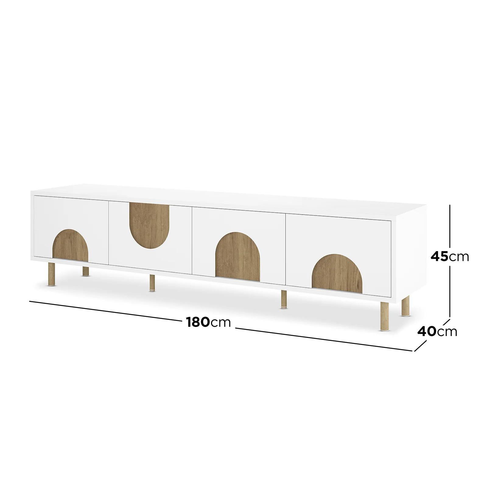Espur 180cm Entertainment Unit with Drawers in White - Image 3