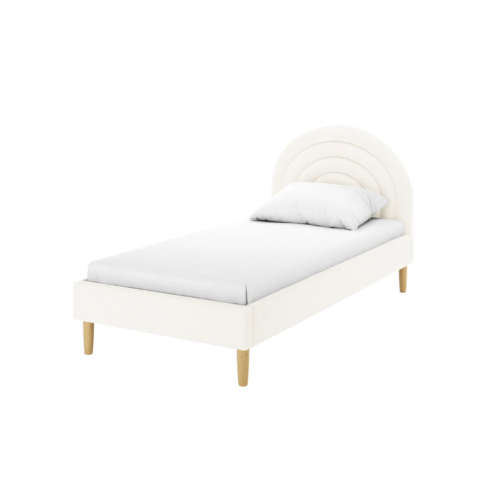 Estilla Single Rainbow Boucle Bed Frame in Cream White