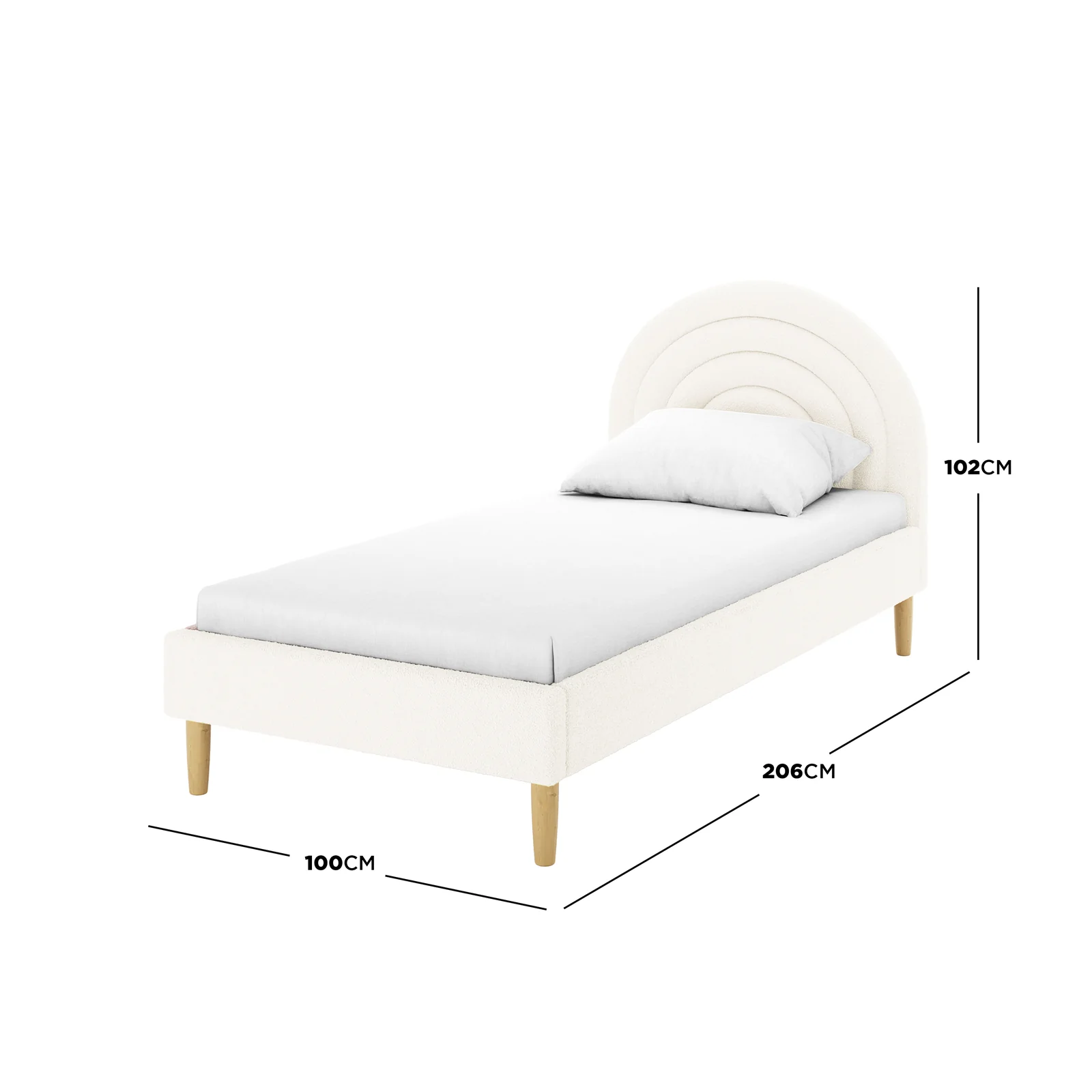 Estilla Single Rainbow Boucle Bed Frame in Cream White - Image 3