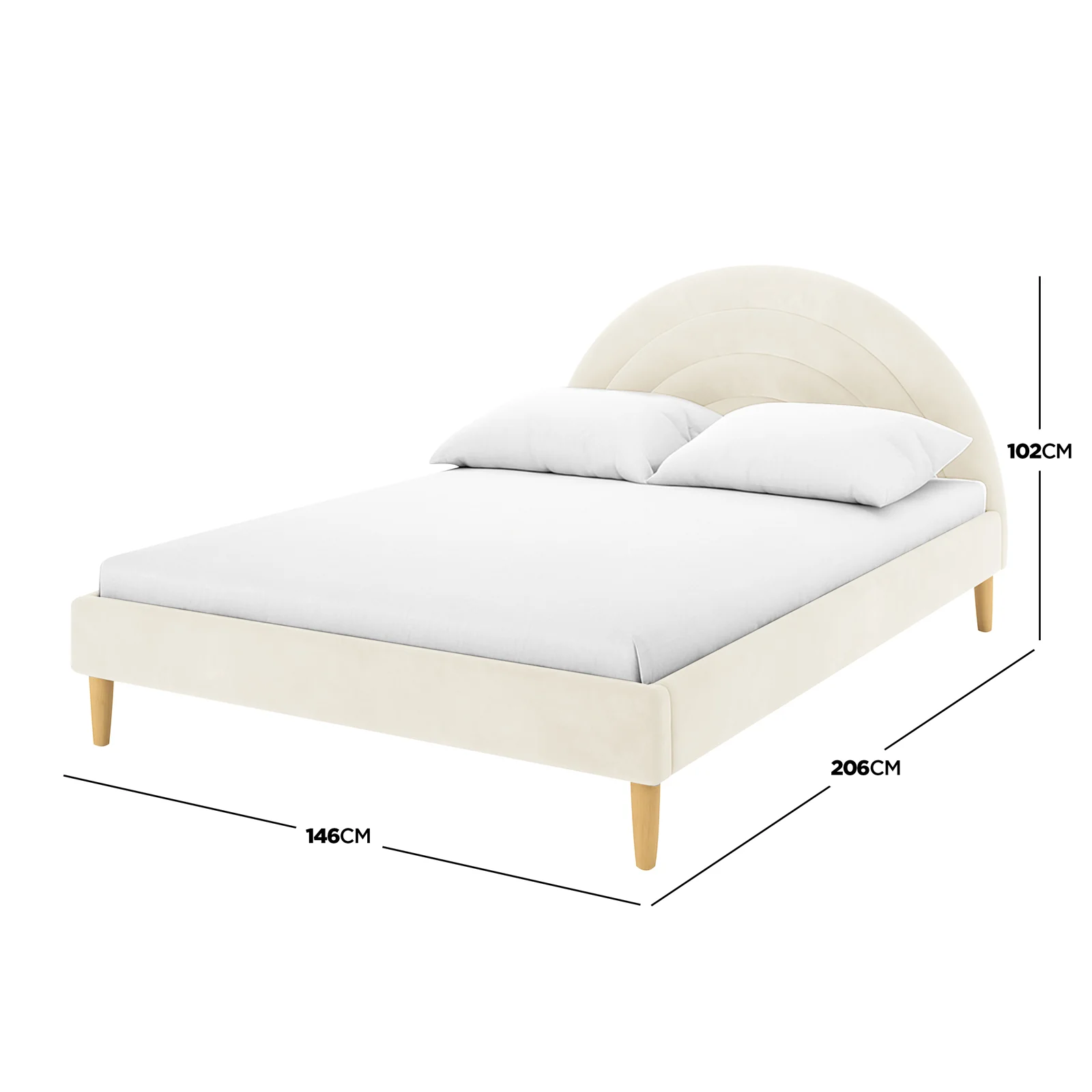 Estilla Kids Velvet Rainbow Double Bed in Beige - Image 3