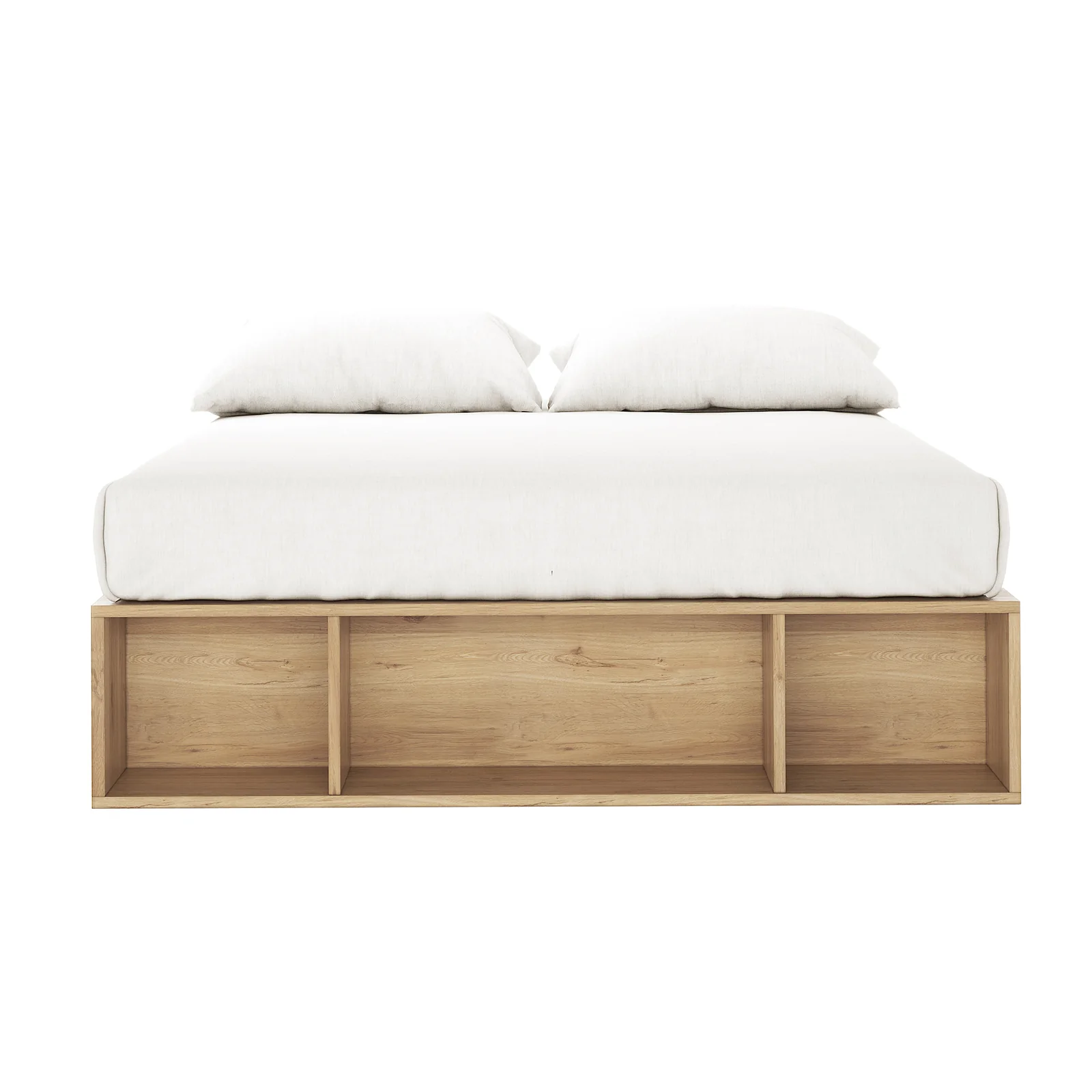 Eulalia Double Storage Platform Bed Base with Drawer in Oak - Image 4