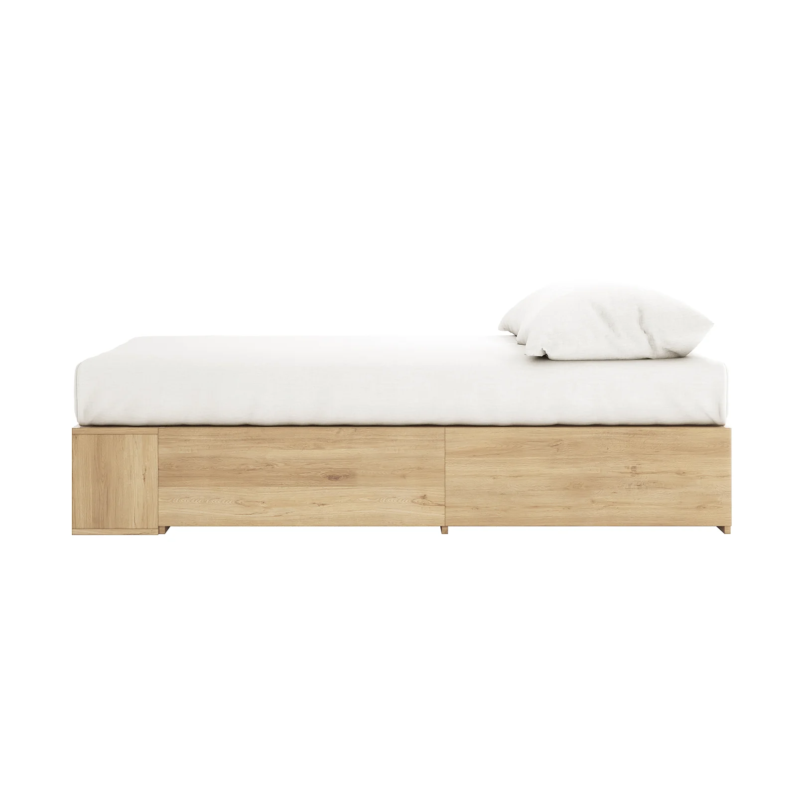 Eulalia Double Storage Platform Bed Base with Drawer in Oak - Image 5