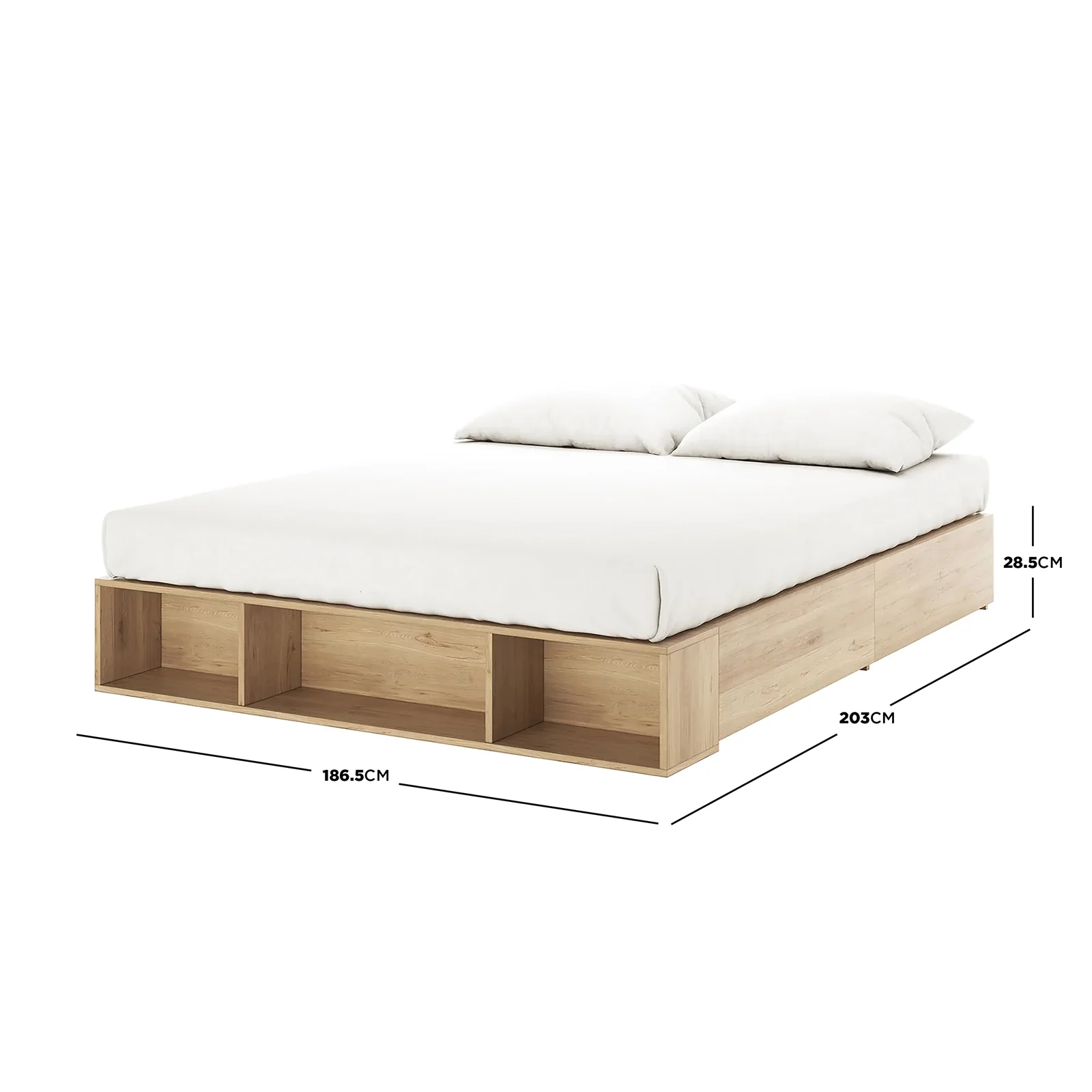 Eulalia King Storage Platform Bed Base with Drawers in Oak - Image 3