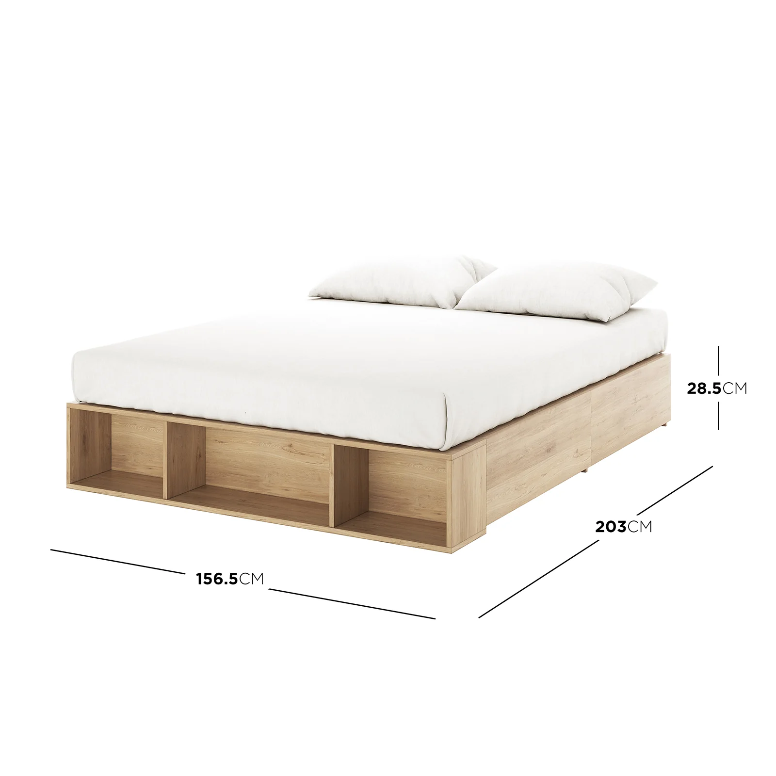 Eulalia Queen Storage Platform Bed Base with Drawer in Oak - Image 3