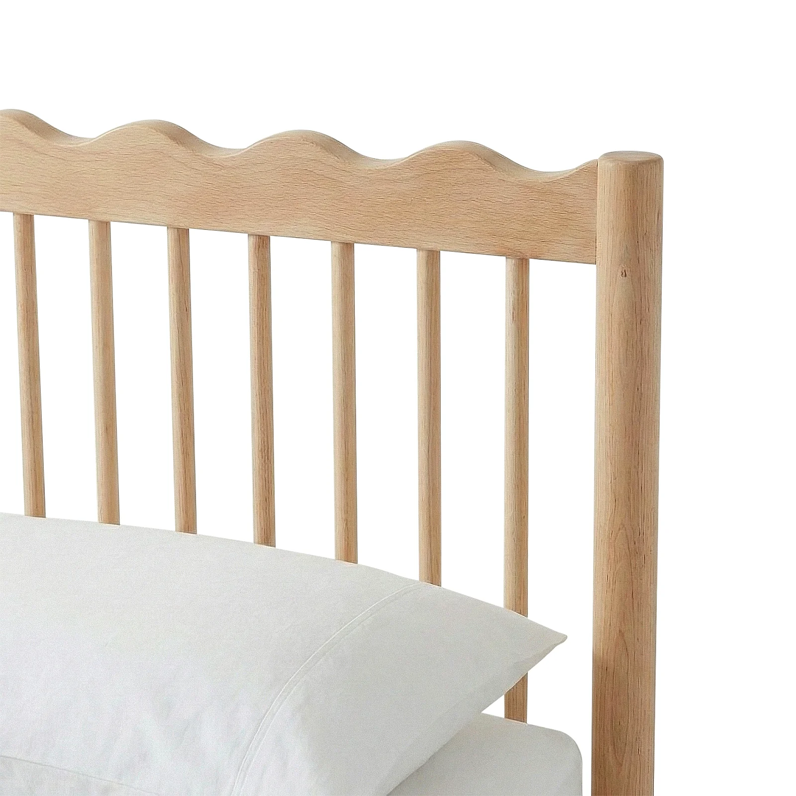 Evara Double Hardwood Scalloped Bed Frame in Natural - Image 10
