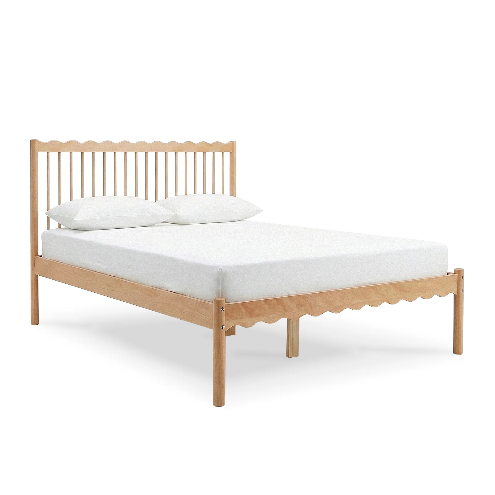 Evara Double Hardwood Scalloped Bed Frame in Natural - Image 8