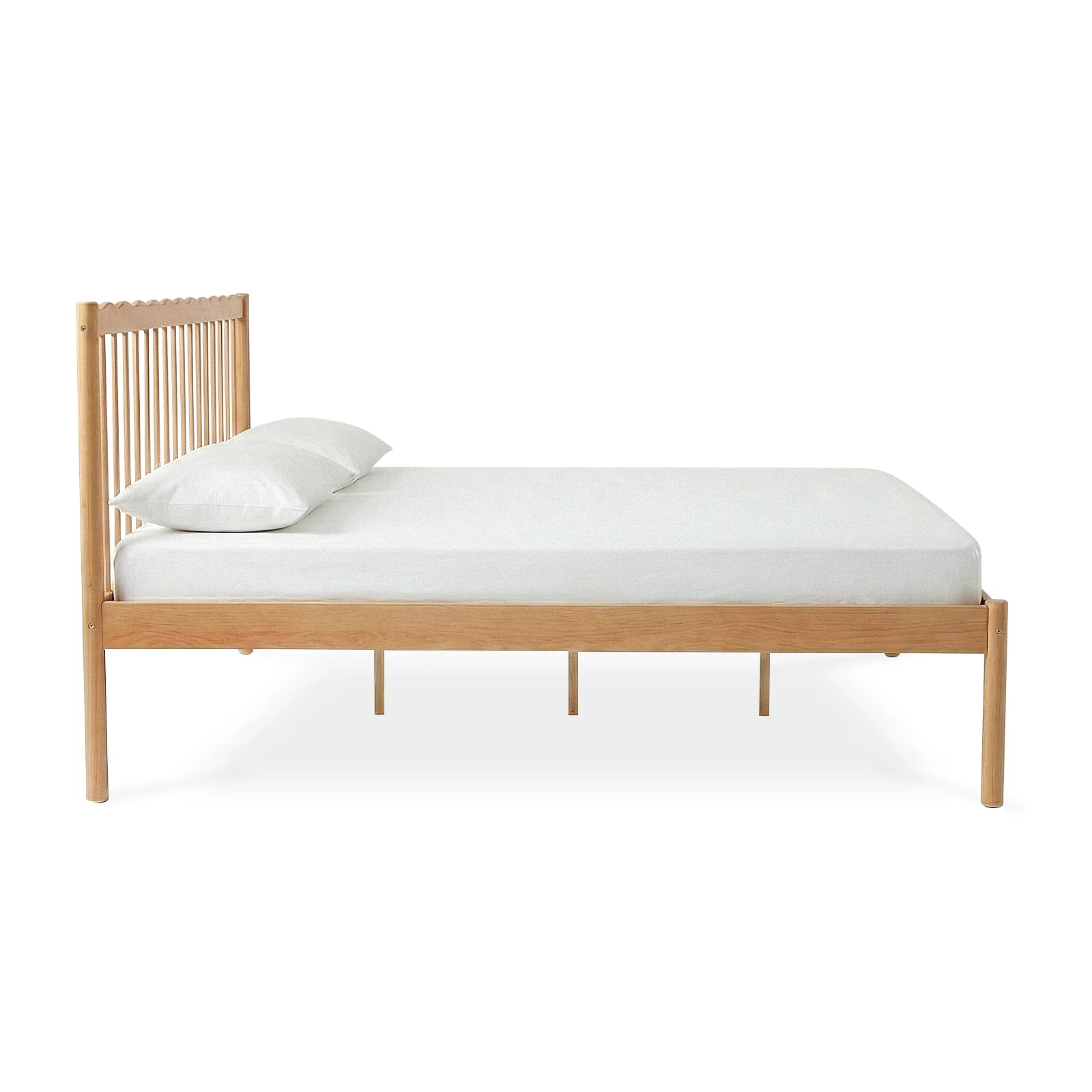 Evara Double Hardwood Scalloped Bed Frame in Natural - Image 9