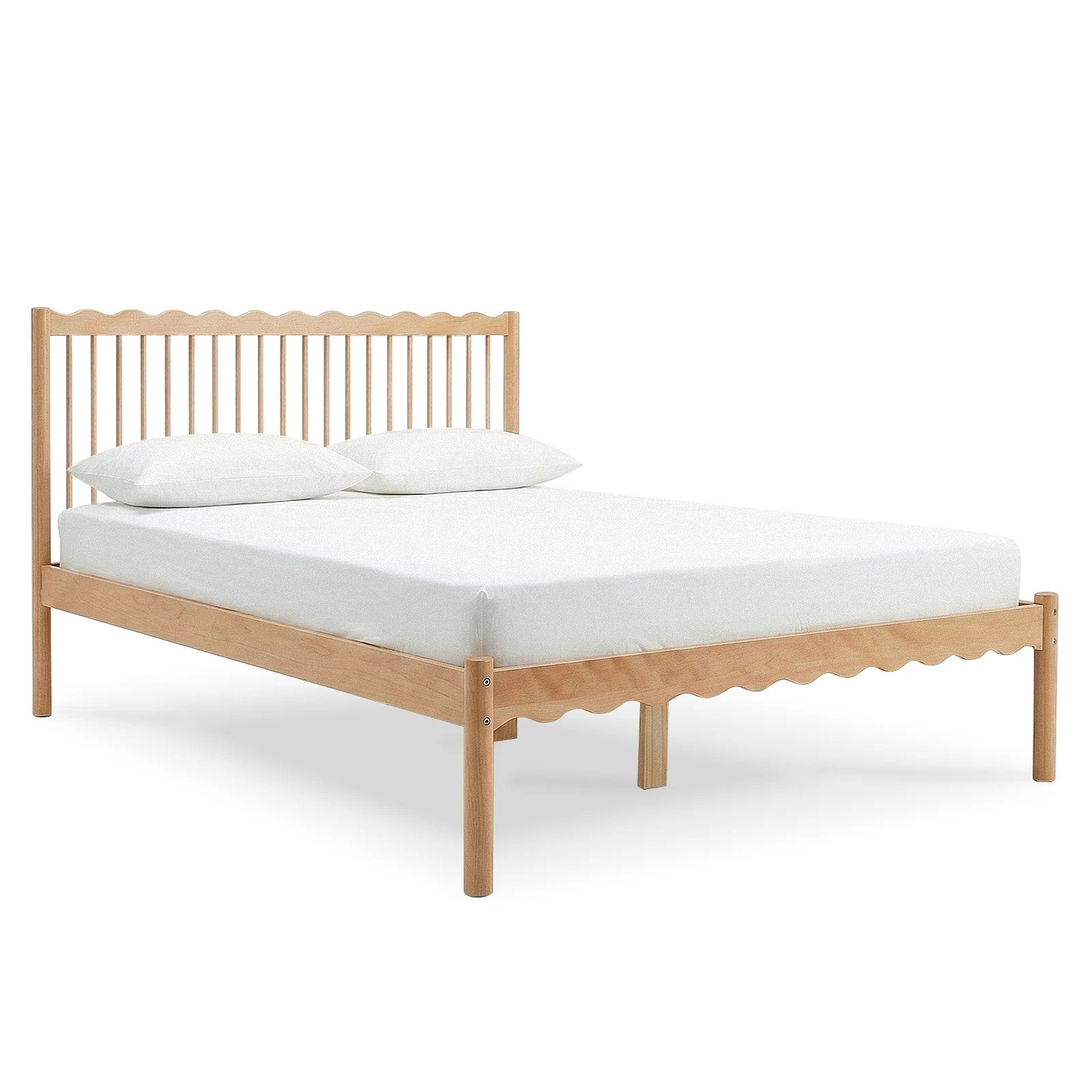 Evara Queen Hardwood Scalloped Bed Frame in Natural - Image 7