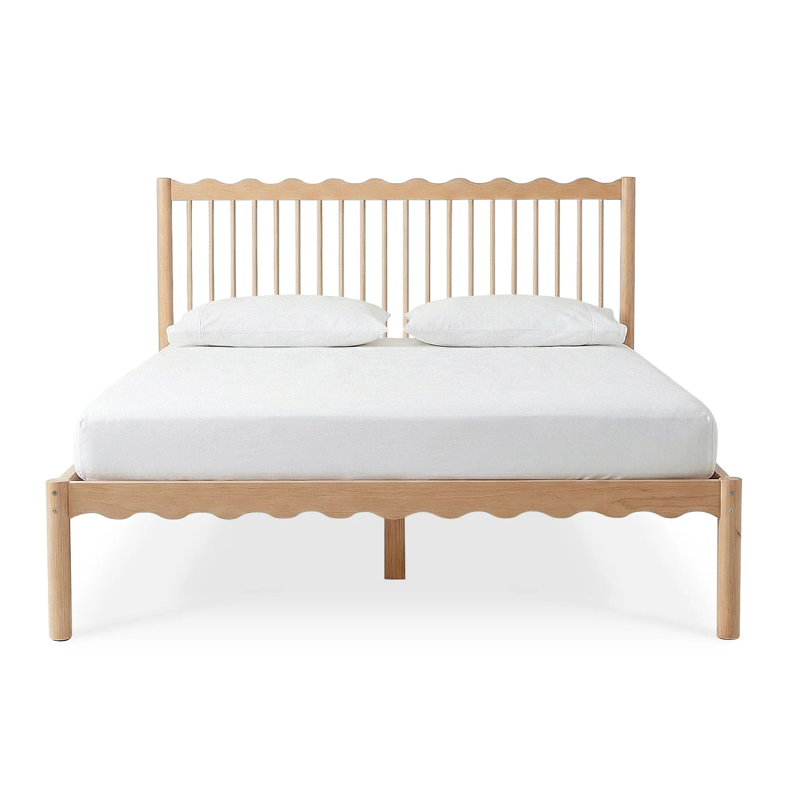 Evara Queen Hardwood Scalloped Bed Frame in Natural - Image 9