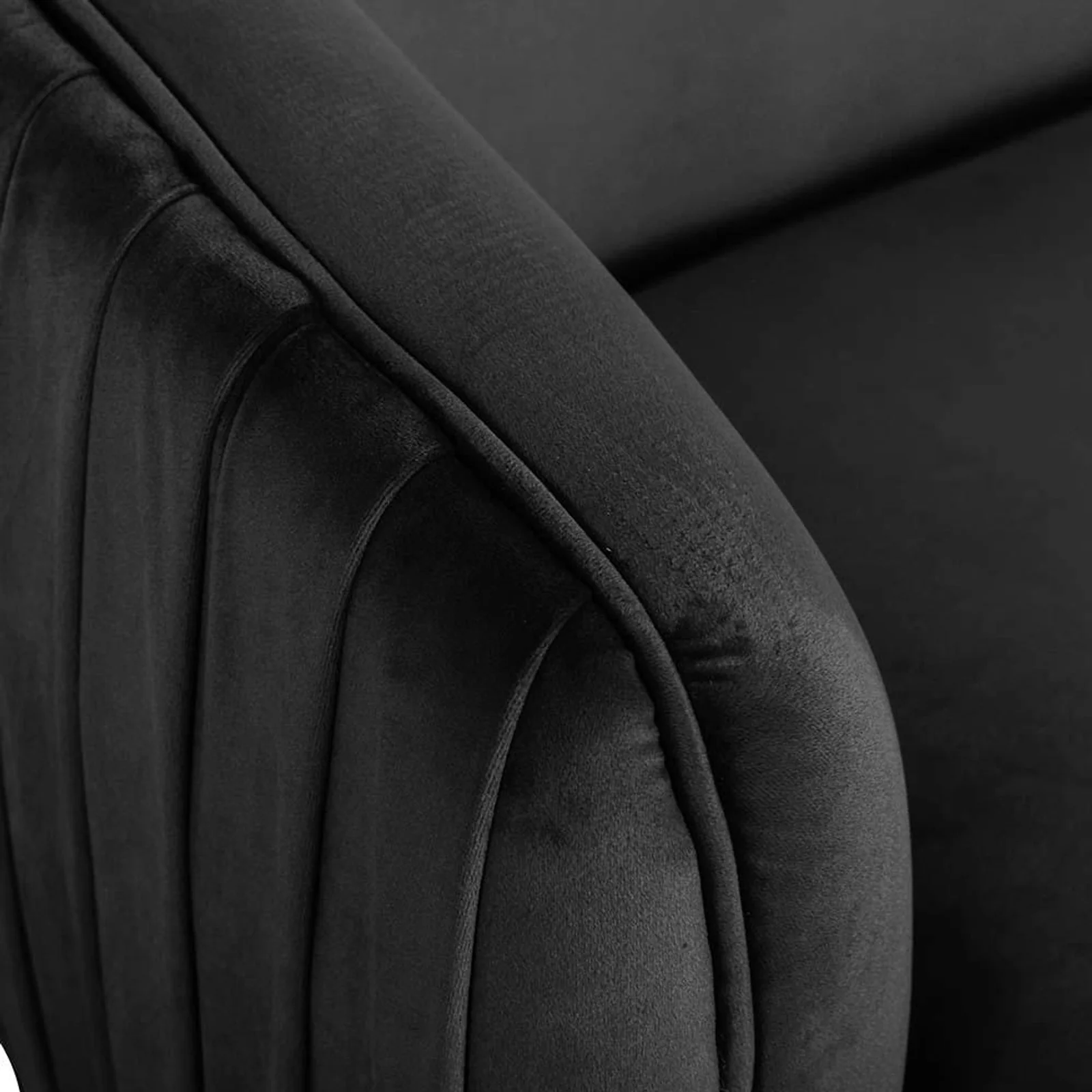 Evelyn 2 Seater Curved Velvet Sofa in Black - Image 3