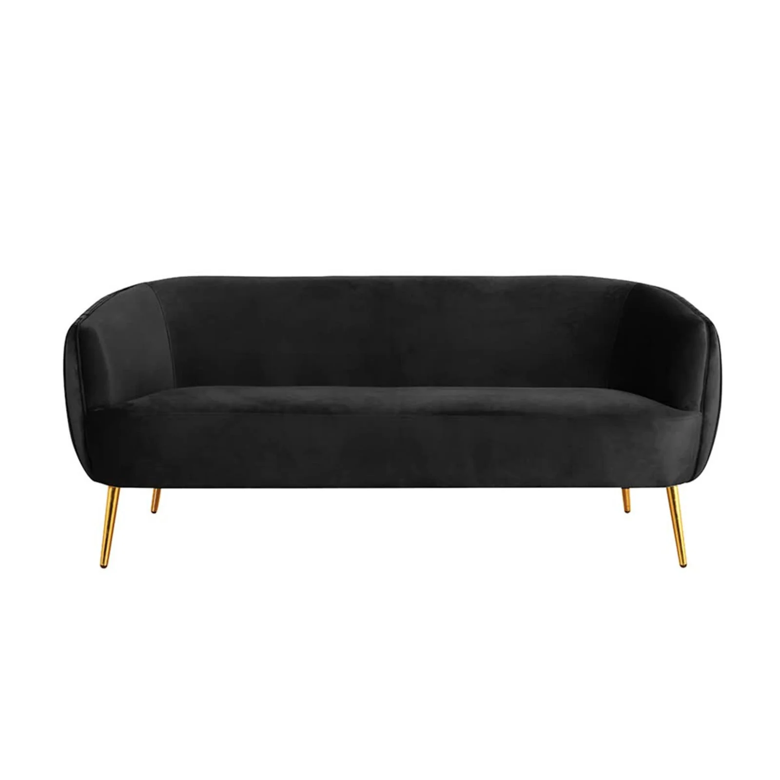 Evelyn 2 Seater Curved Velvet Sofa in Black - Image 7