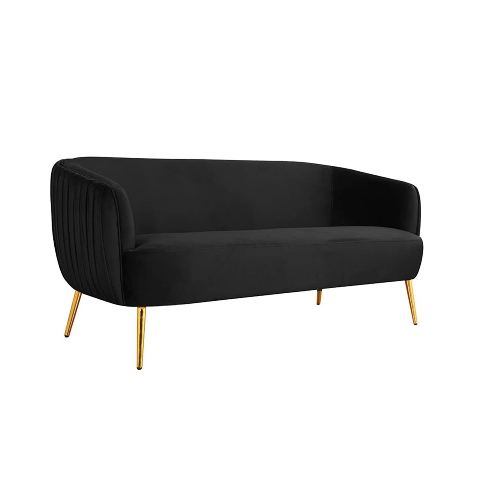 Evelyn 2 Seater Curved Velvet Sofa in Black - Image 8