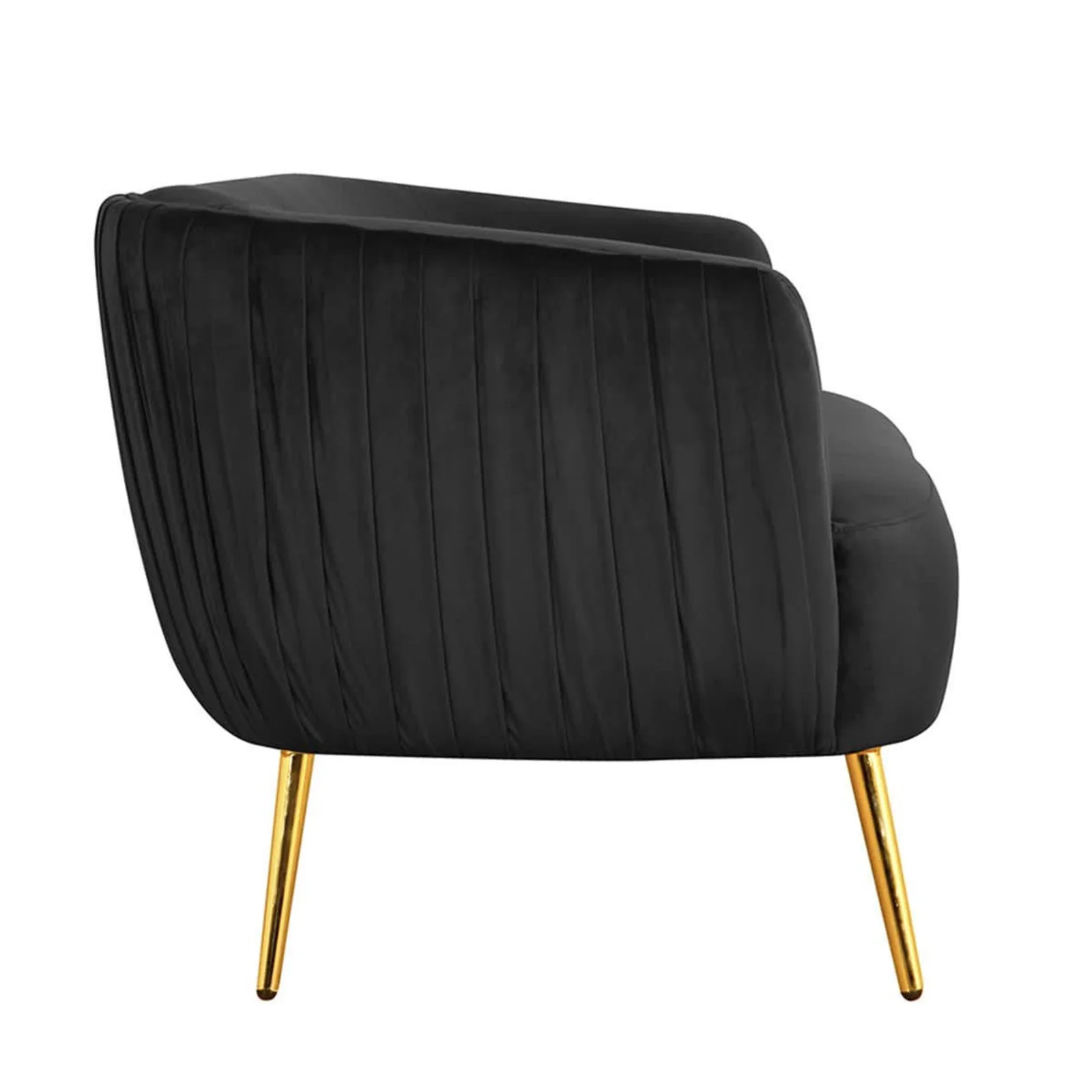 Evelyn 2 Seater Curved Velvet Sofa in Black - Image 9