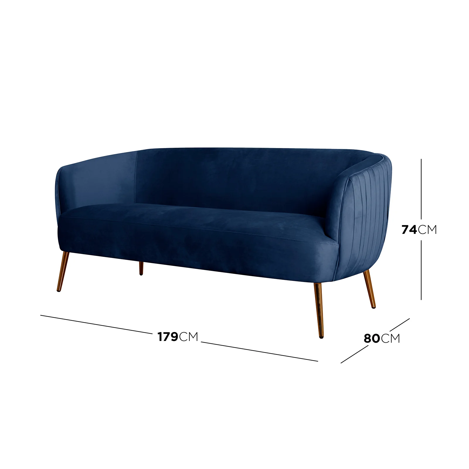 Evelyn 2 Seater Curved Velvet Sofa in Blue - Image 8